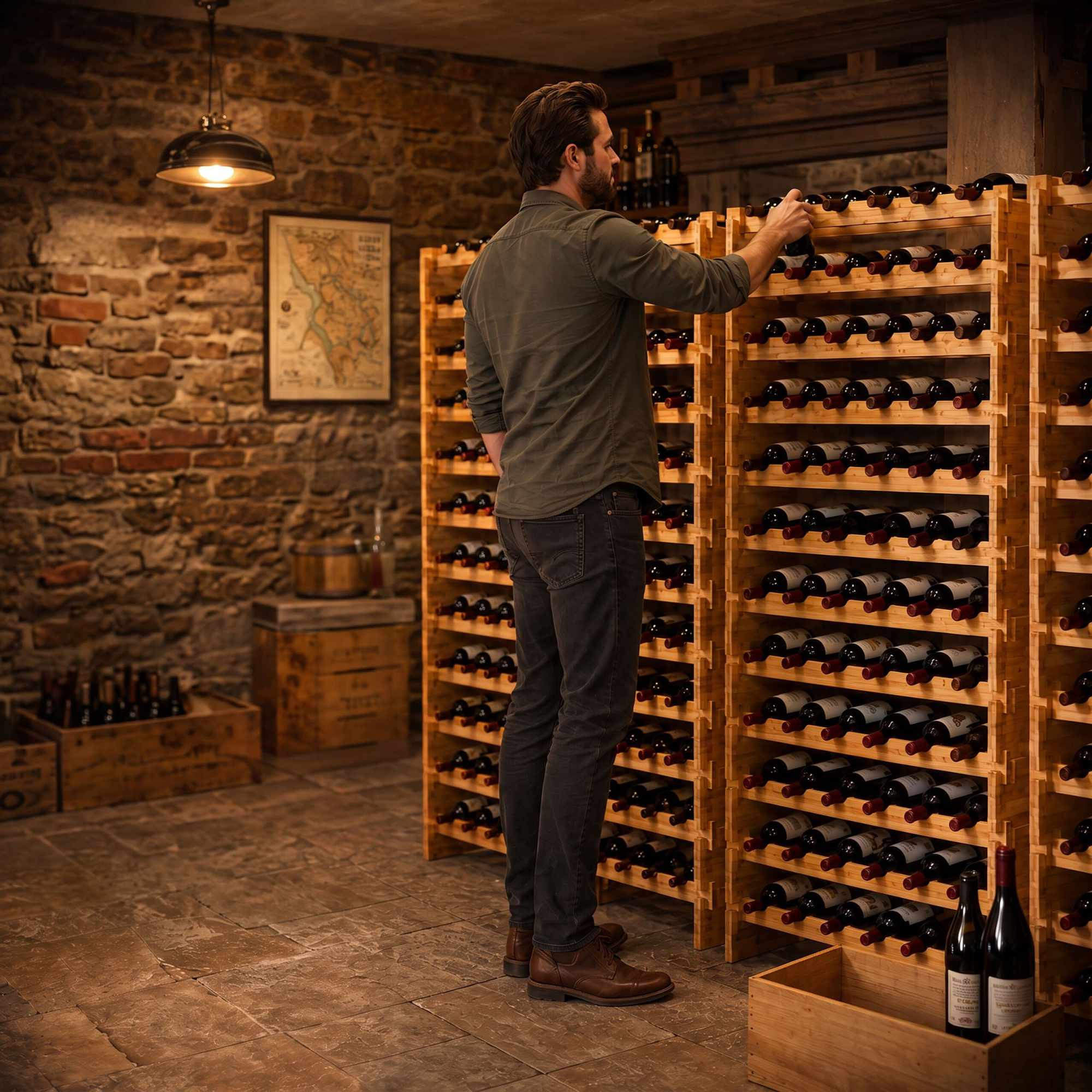 Stackable Bamboo Wine Rack for 63 Bottles, Self-Assembly, Natural