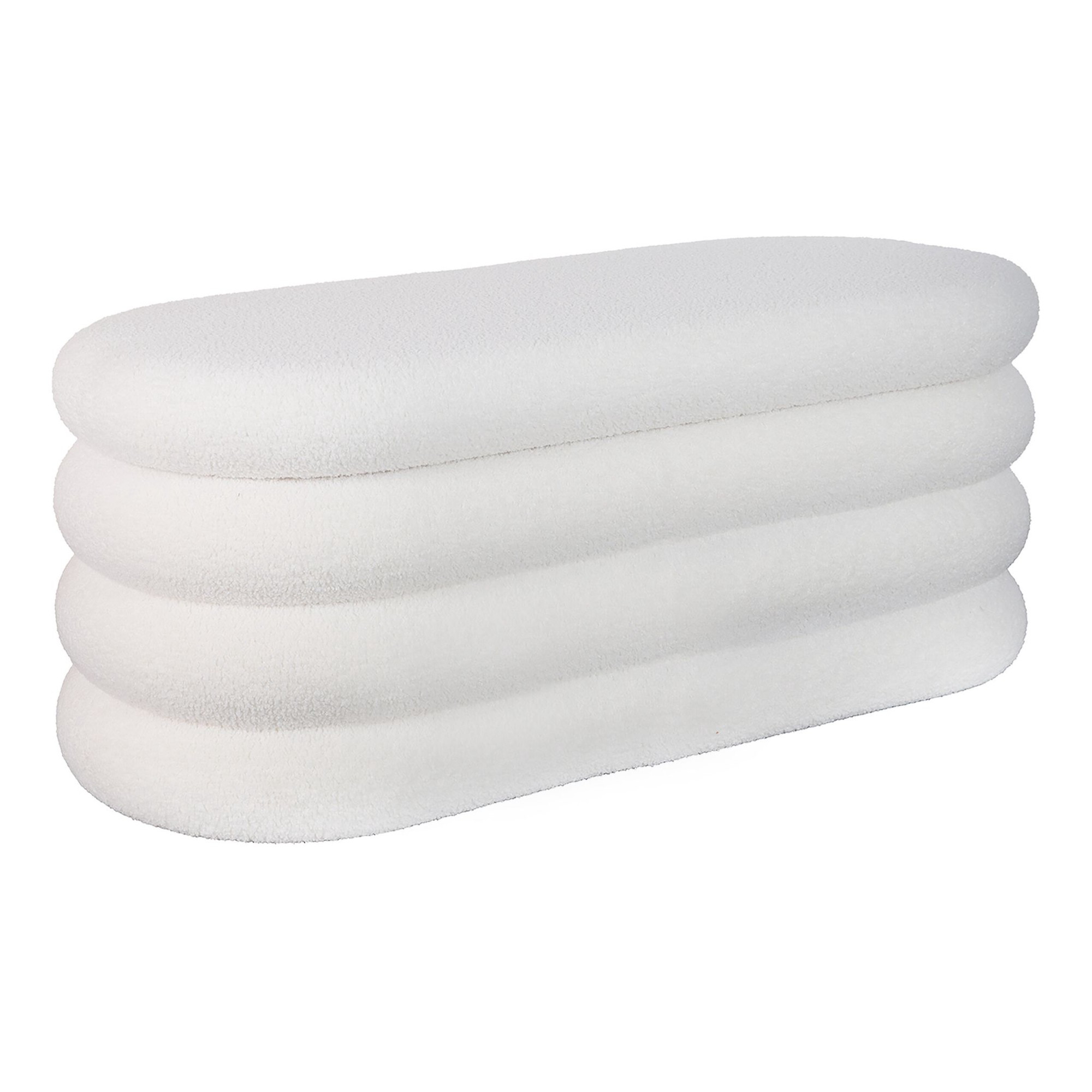 Padded Storage Bench with MDF Frame and Polyester Cover, White