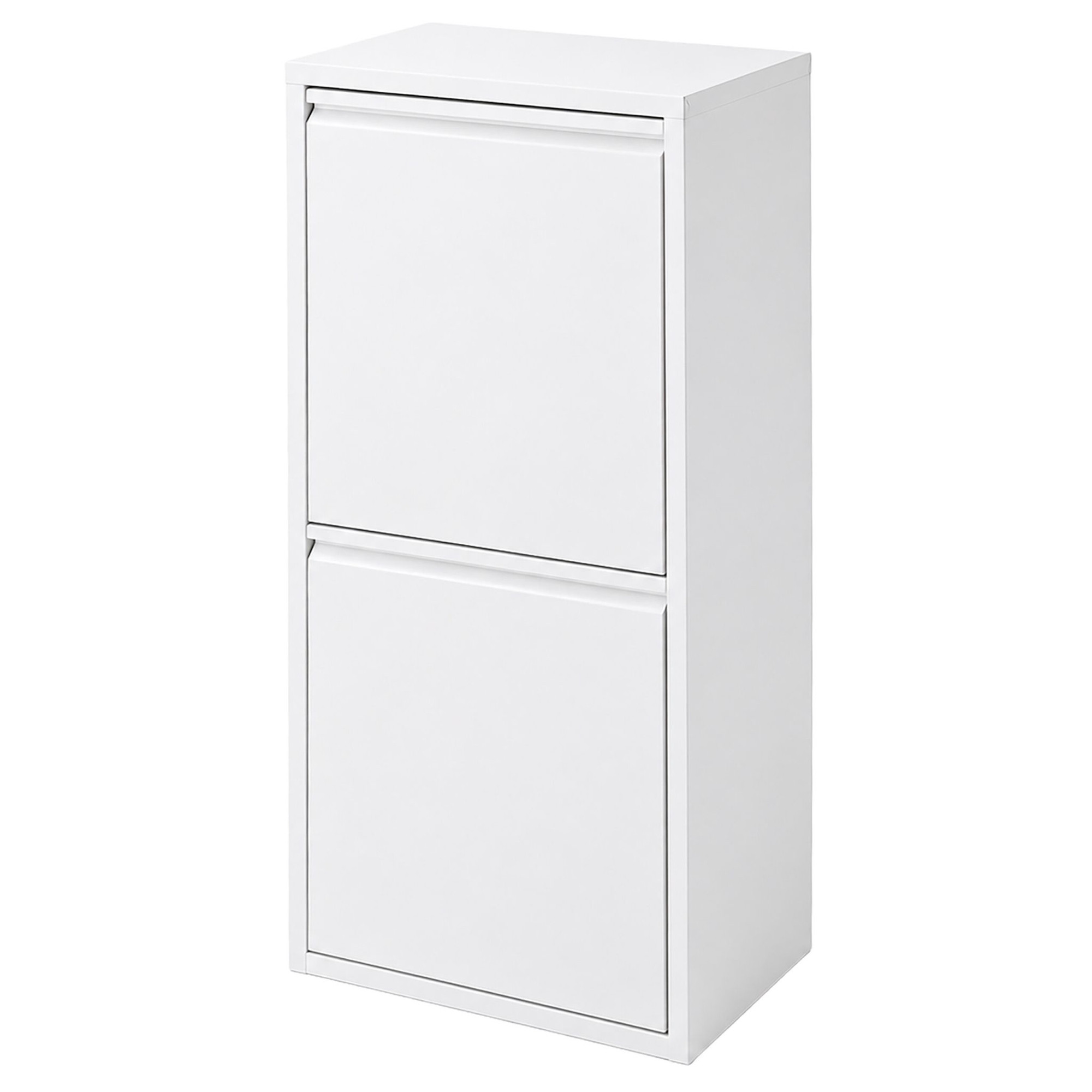 3-Compartment Waste Bin 40 l with Tipping Function, White, Wall-Mou...