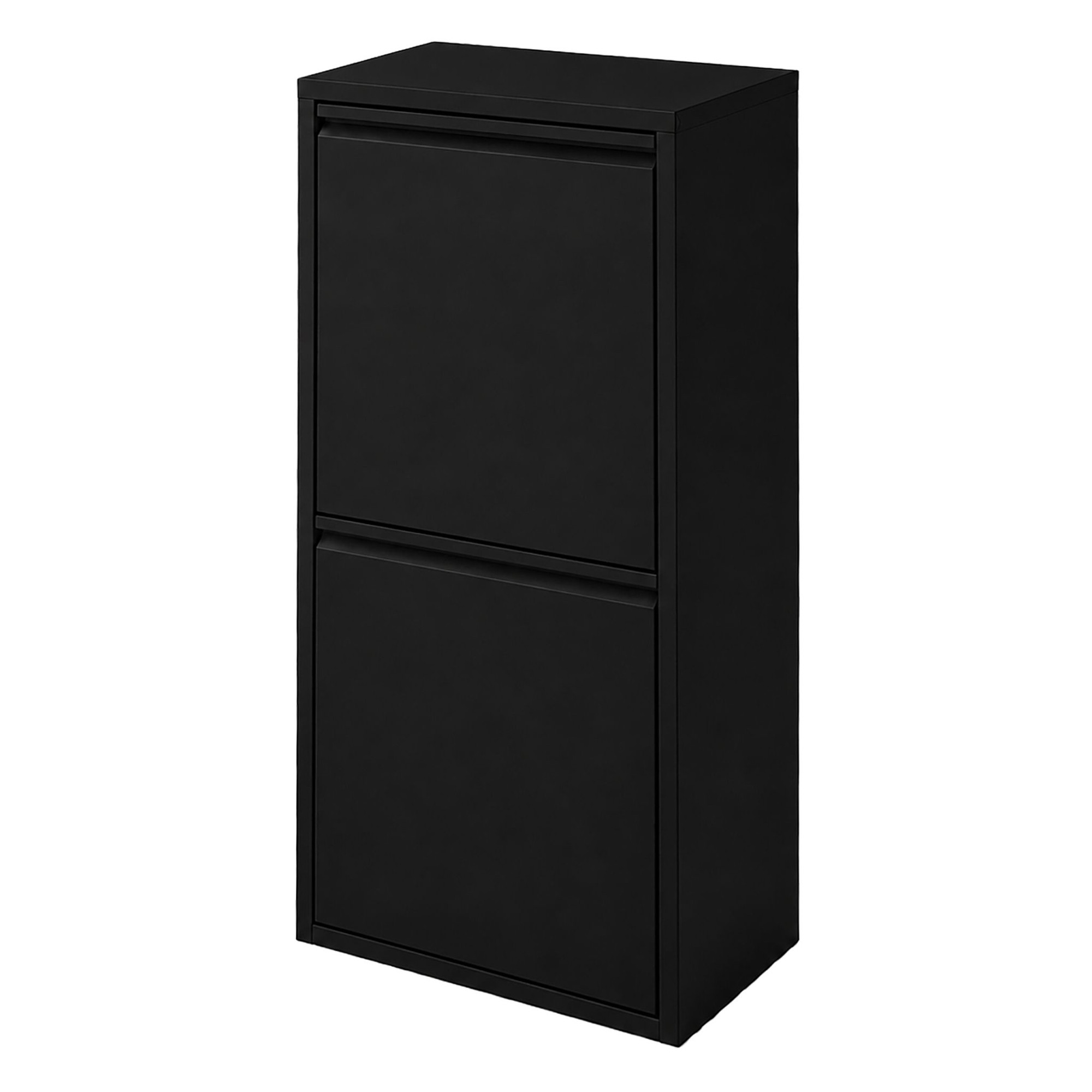 3-Compartment Waste Bin 40 l with Tipping Function, Black, Wall-Mou...