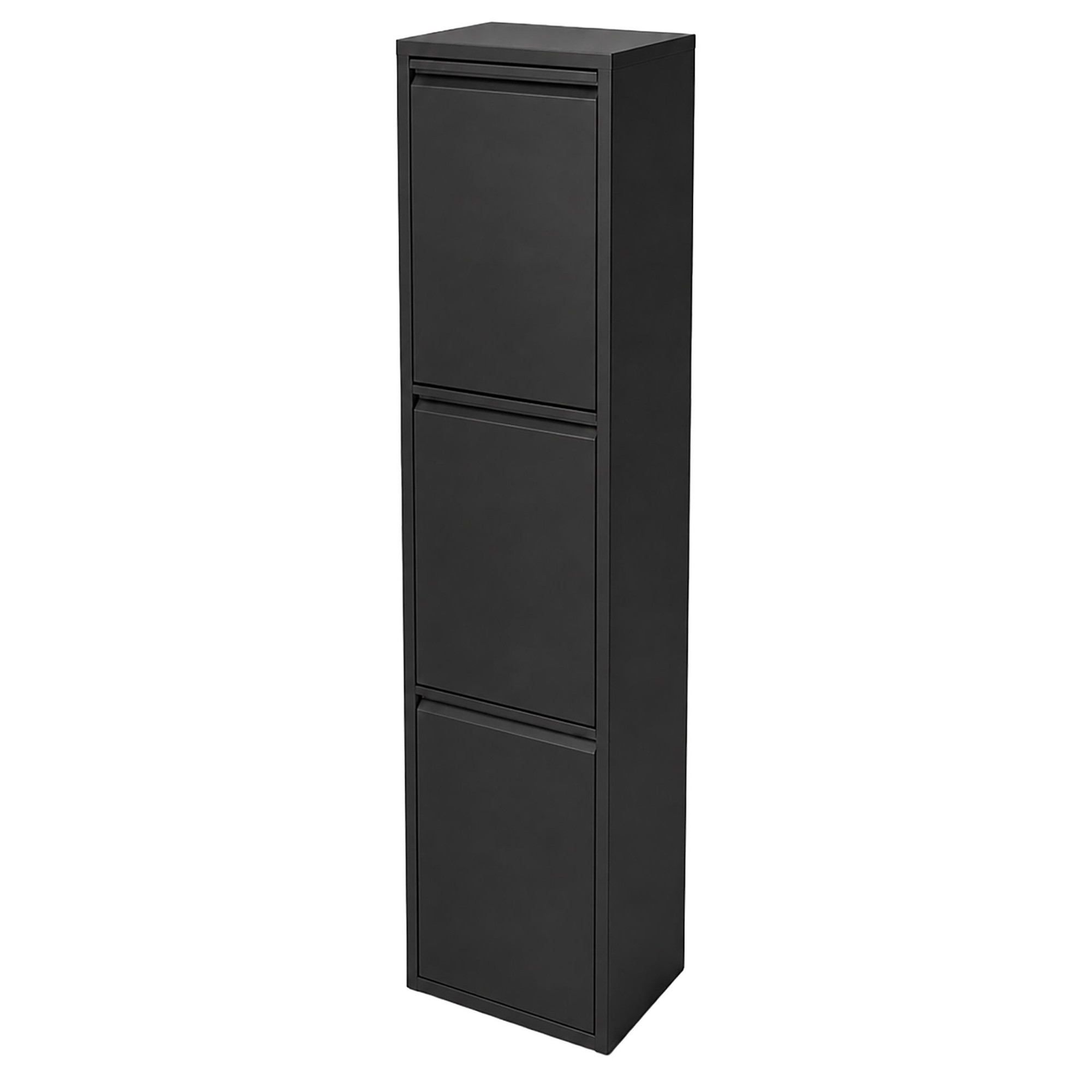 Waste Separation Bin 3 x 18 l with Tilt Function, Black, Wall-Mount...