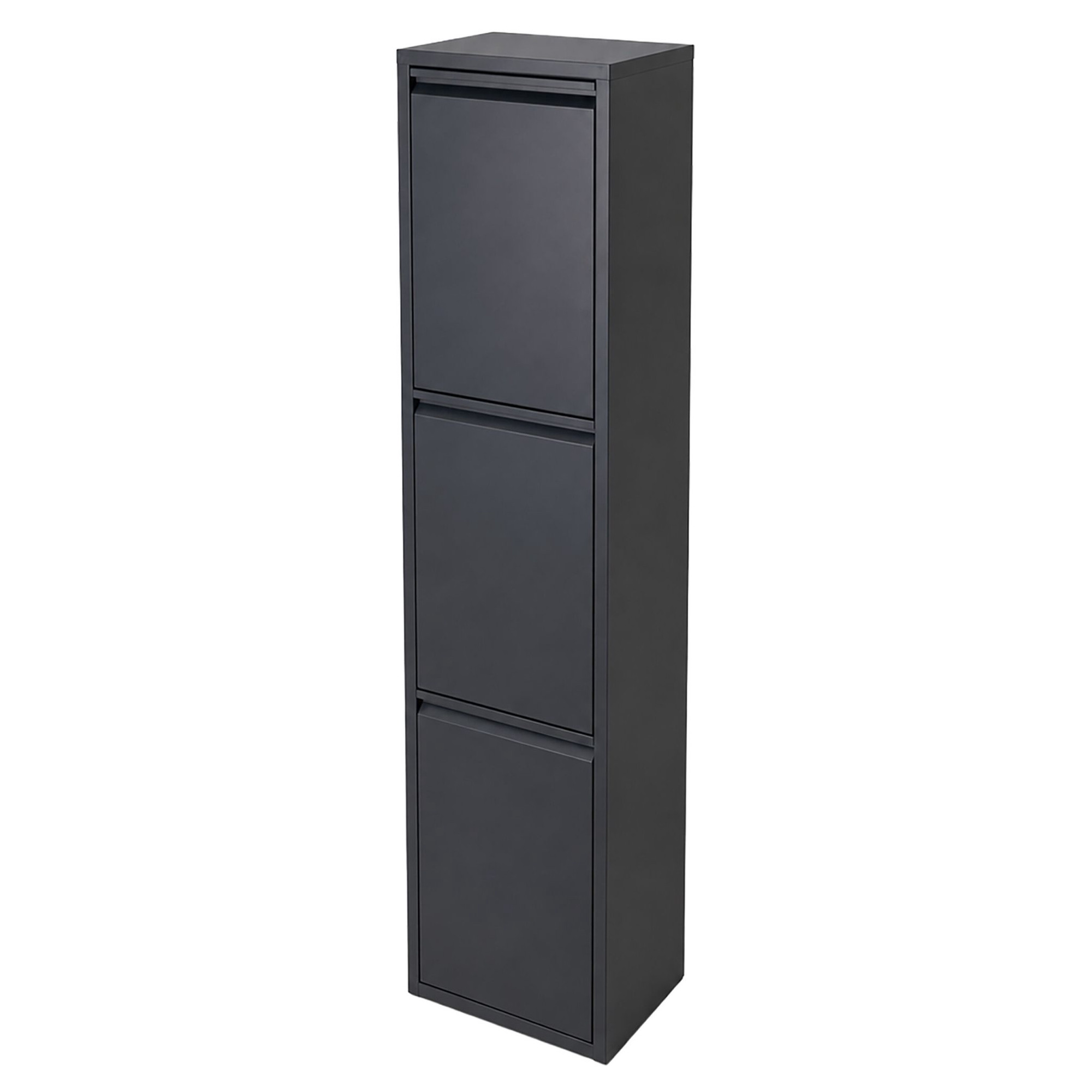 Waste Separation Bin 3 x 18 l with Tilt Function, Anthracite, Wall-...