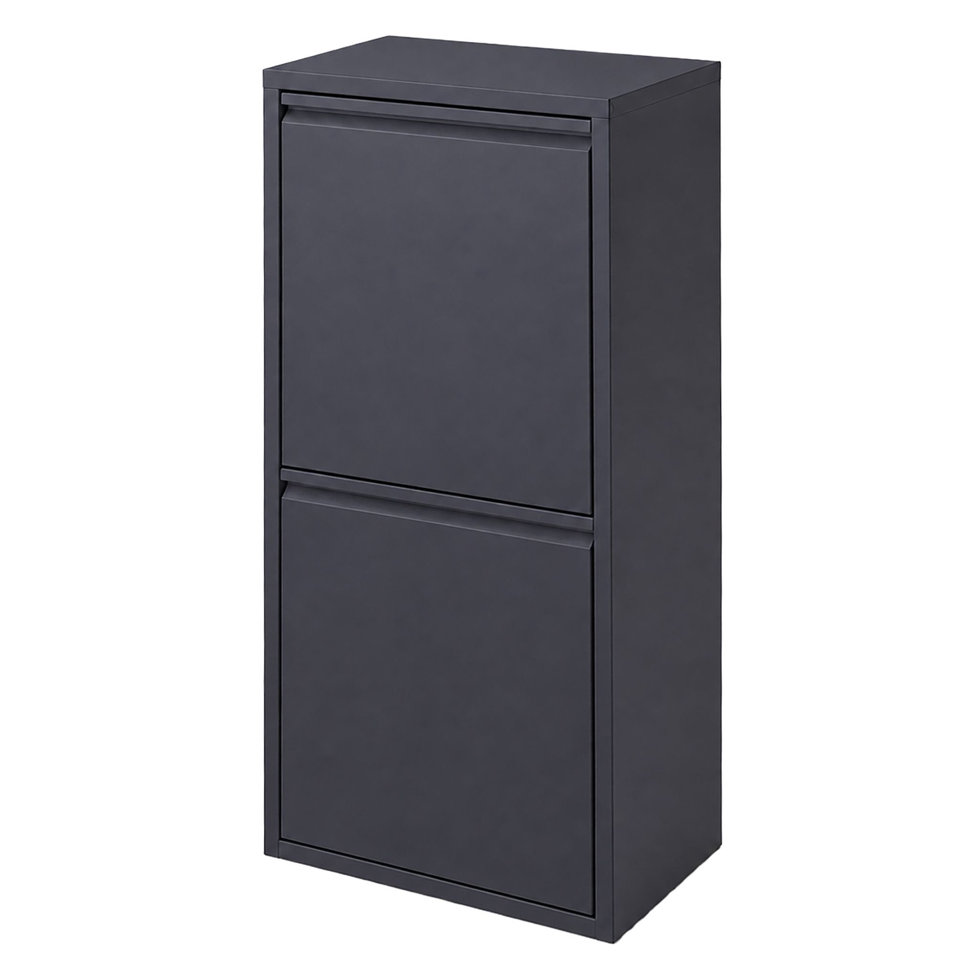3-Compartment Waste Bin 40 l with Tipping Function, Anthracite, Wal...