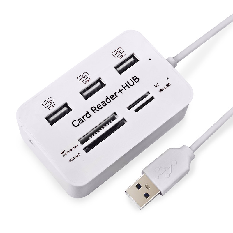 USB 2.0 Memory Card Reader + USB Hub (High Speed)