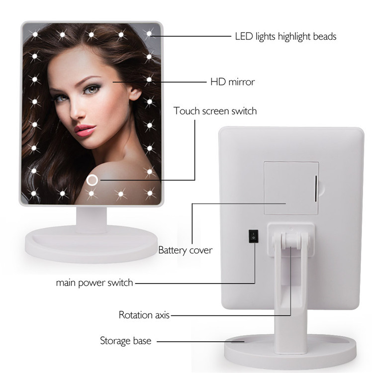 Makeup Mirror with Led 22 Lights - 180 rotatable - White