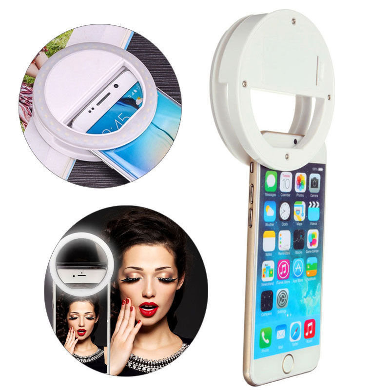 Universal Selfie Lamp / Ring with different light modes - White