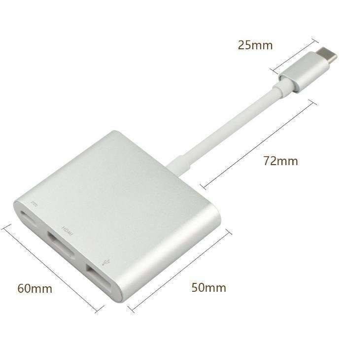 USB Type C Adapter naar HDMI / USB 3.0 - Goud