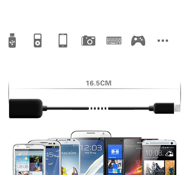 USB zu Micro-USB Kabel - Eingebauter OTG Adapter - Schwartz