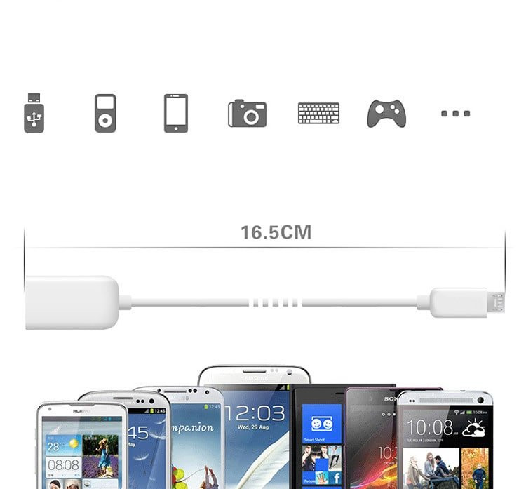 USB Micro Kabel USB - Wbudowany adapter OTG - White
