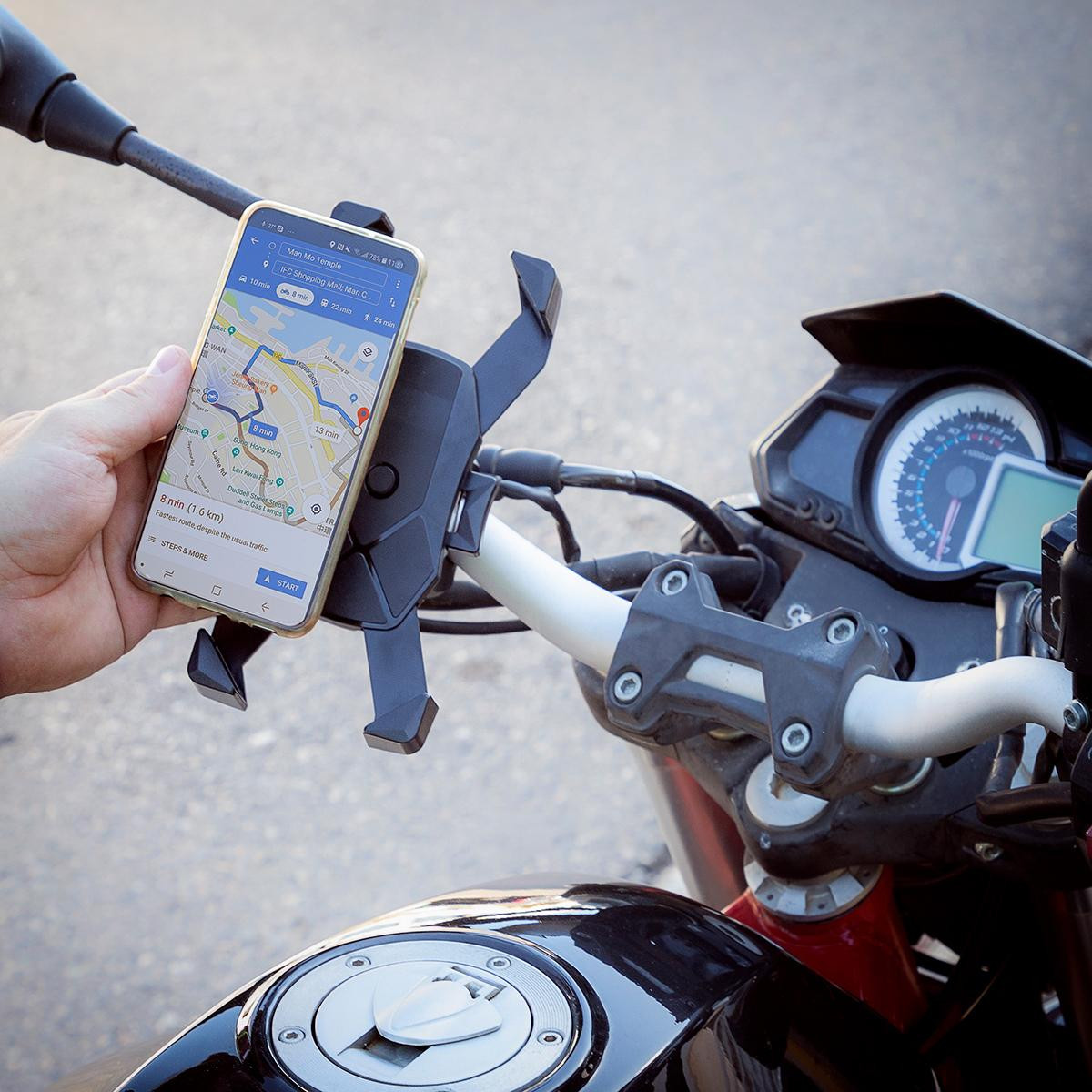 Mobile Holder for Bicycle Handlebars