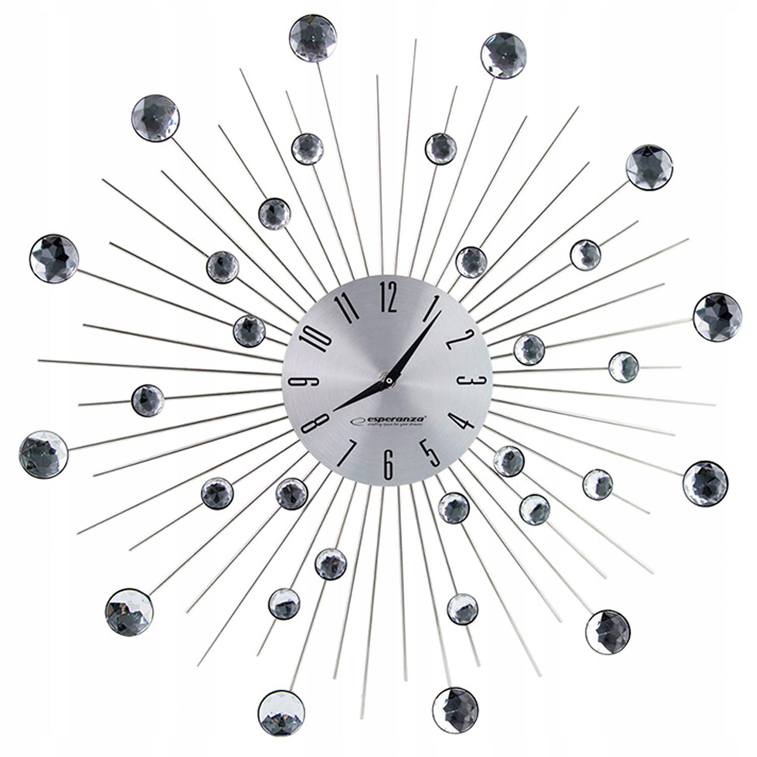 Esperanza - Wall Clock with Crystals, 50 cm - Silver