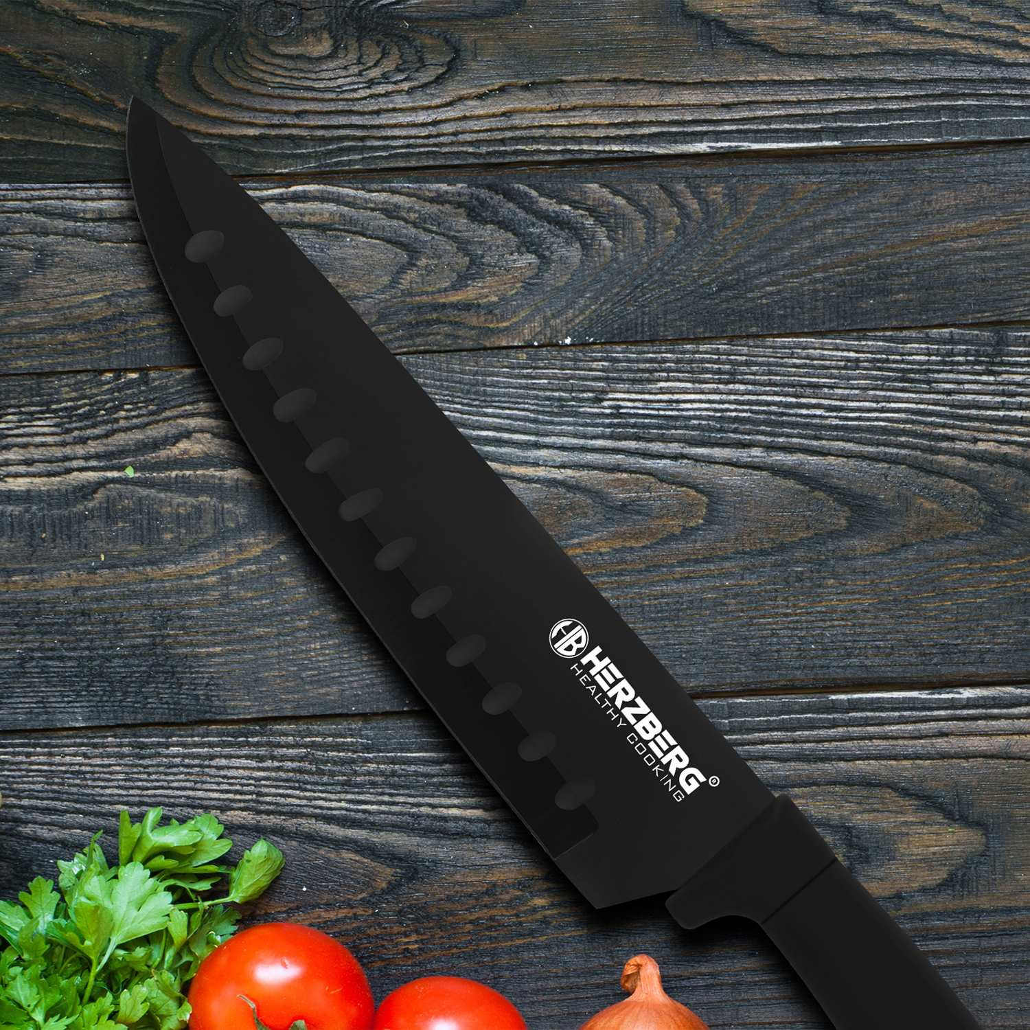 Set coltelli con supporto girevole, 8 pezzi - nero