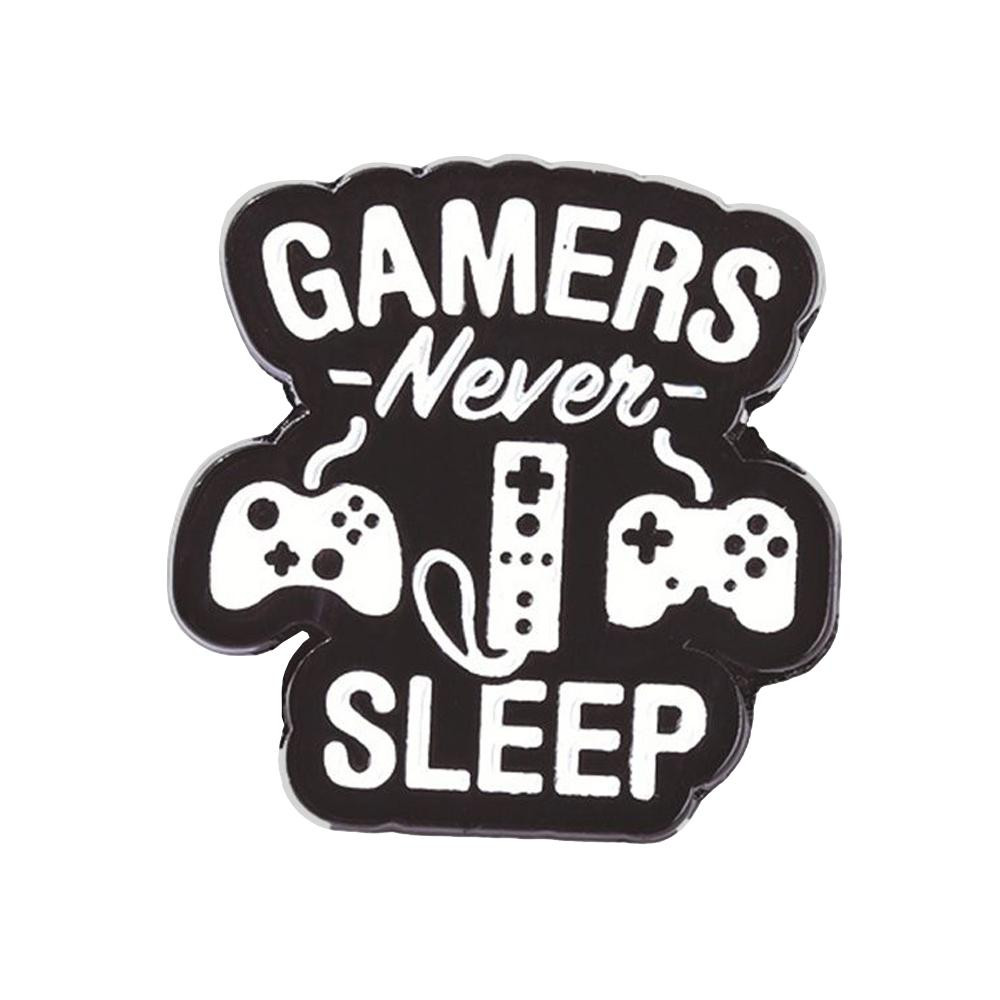Brosche, Metall - Gamers Never Sleep