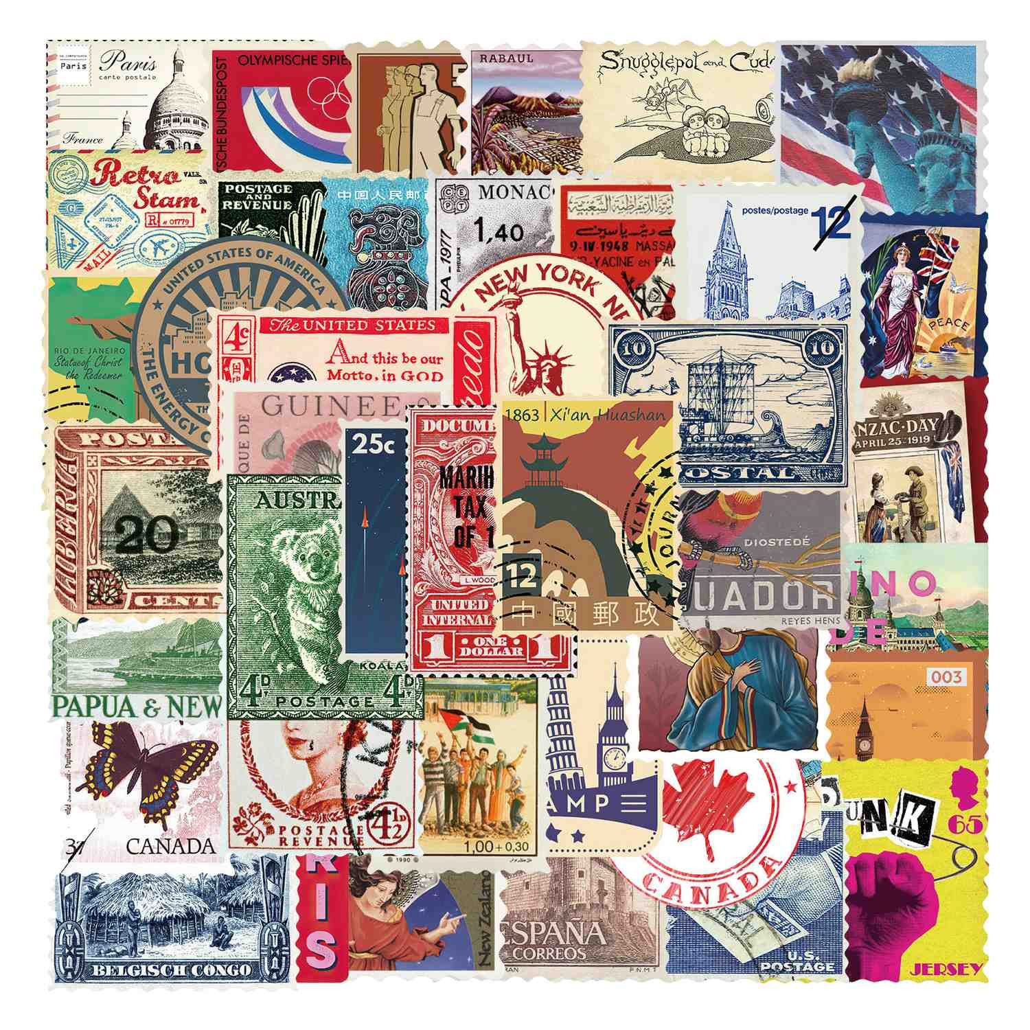 Pack de Pegatinas - Sellos Retro