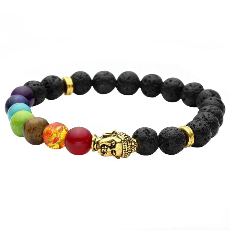 Bracciale Chakra Con Dettaglio Buddha - Nero