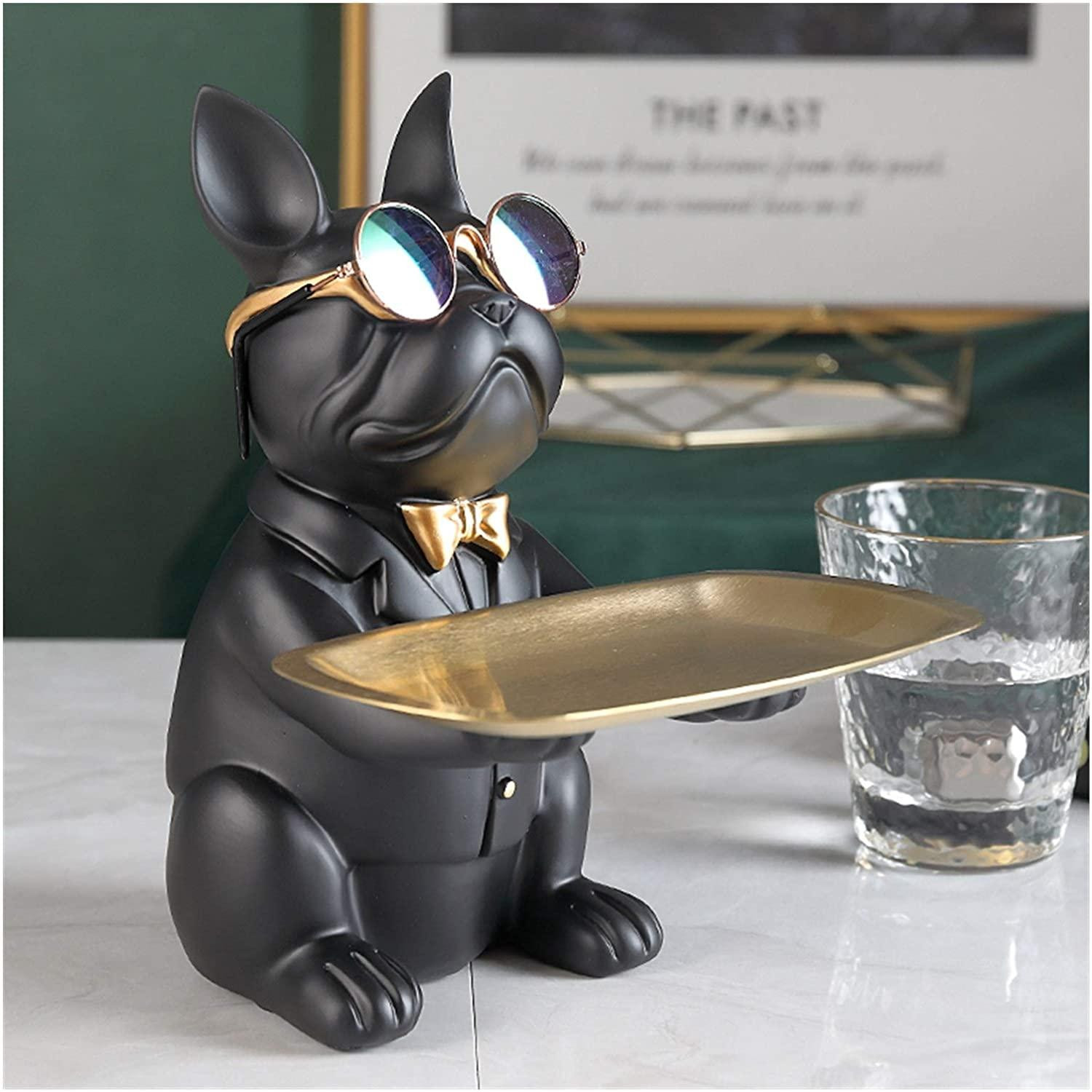 Bouledogue avec Plateau - Statue