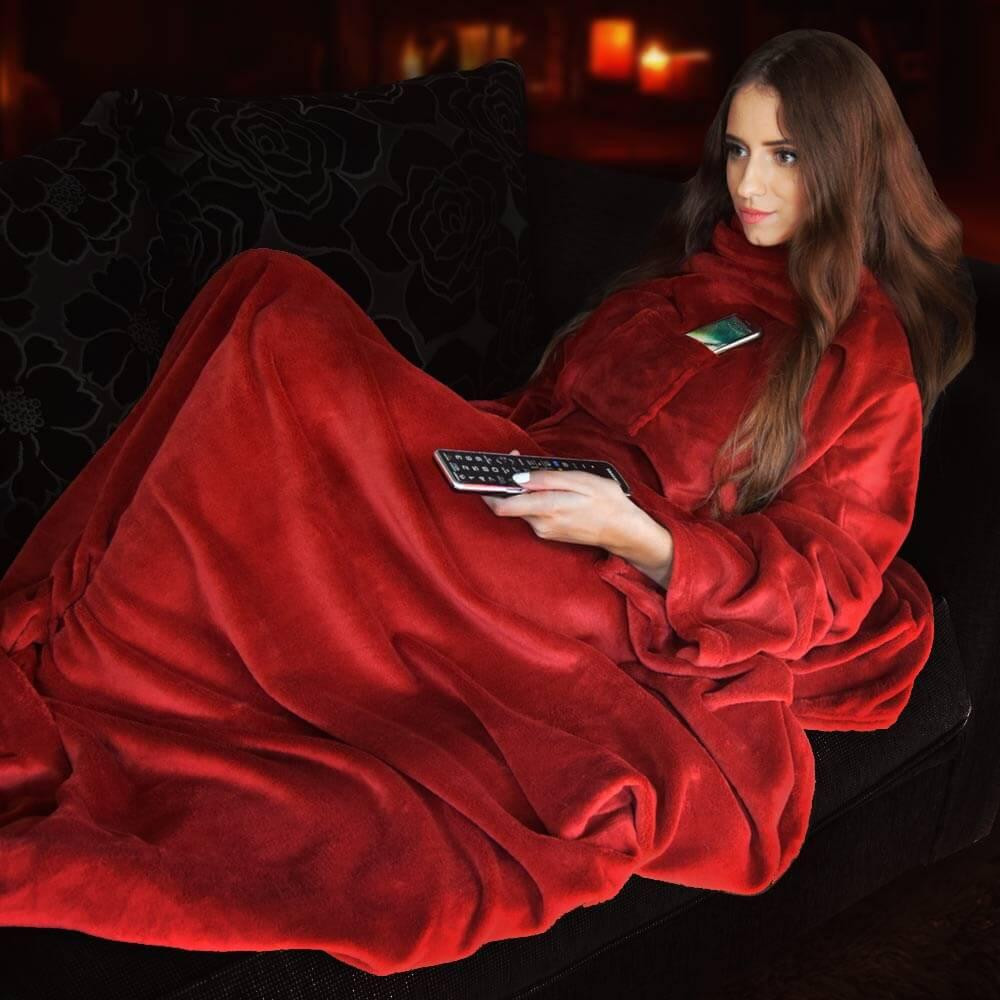 Coperta con maniche e tasca - Rossa
