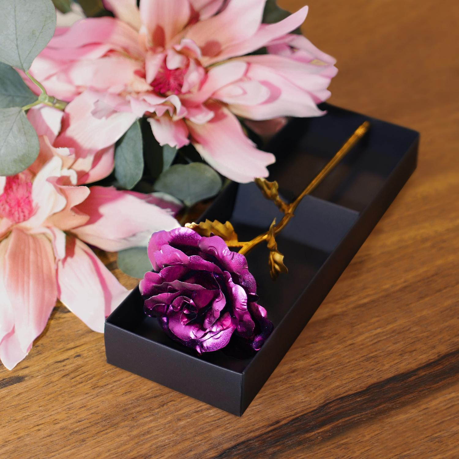 Eternity Rose - Viola con gambo d'oro