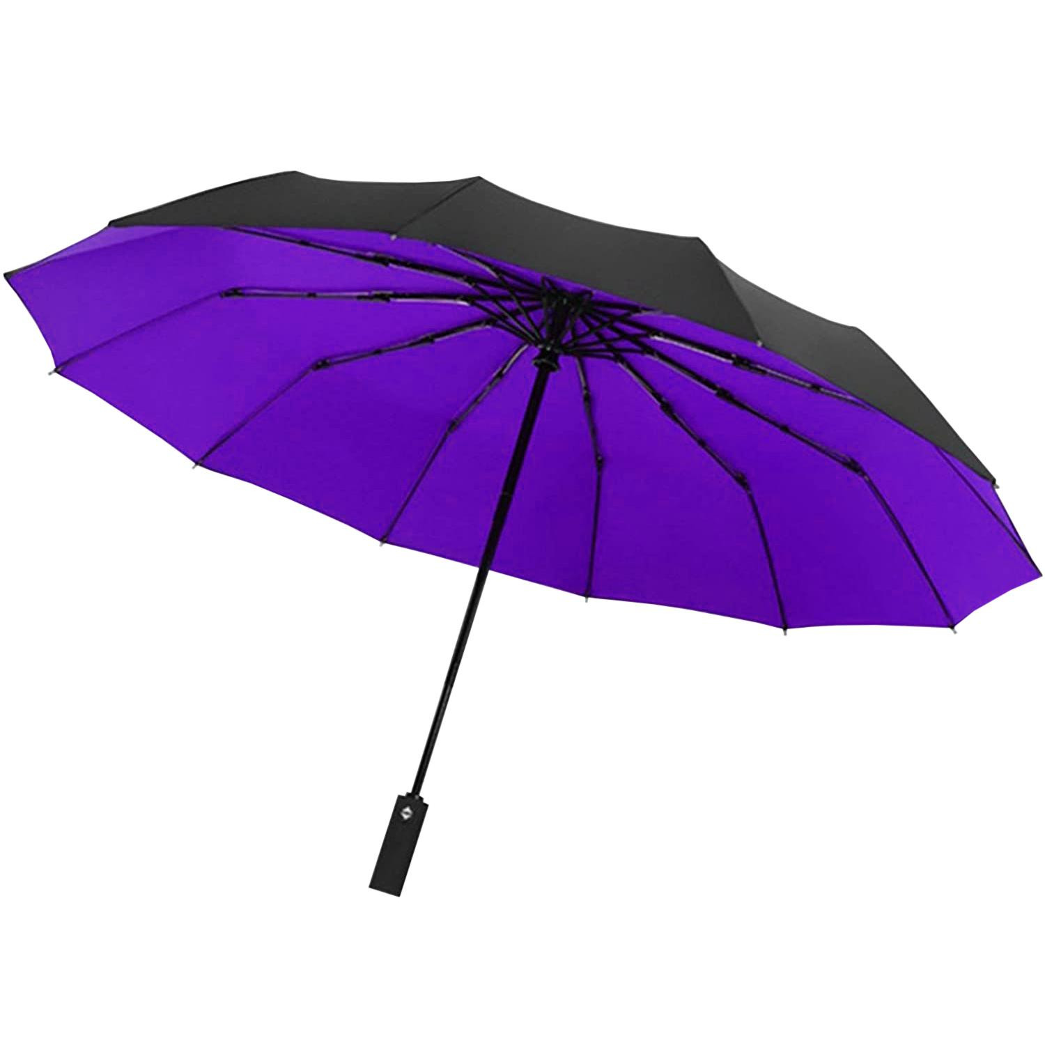 Ombrello, Compatto - 105 cm - Nero / Viola