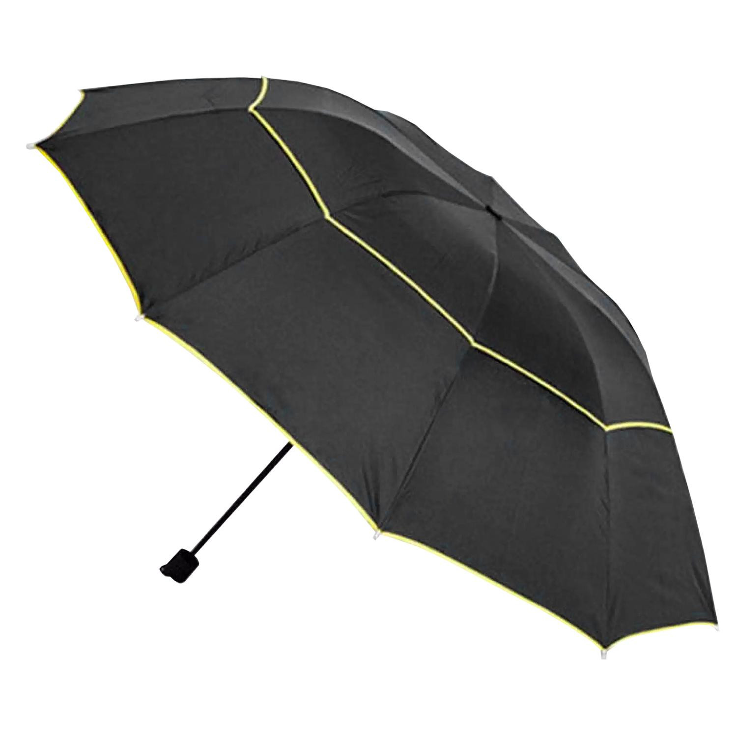 Umbrella, Compact - 130 cm - Black / Yellow