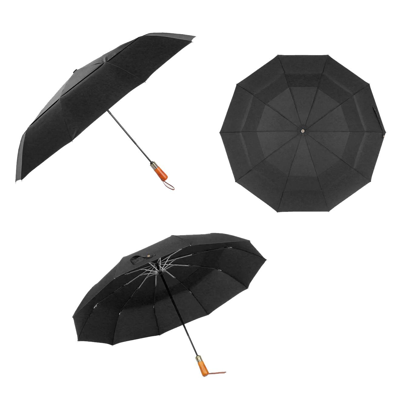 Paraguas, Compacto - 115 cm - Negro
