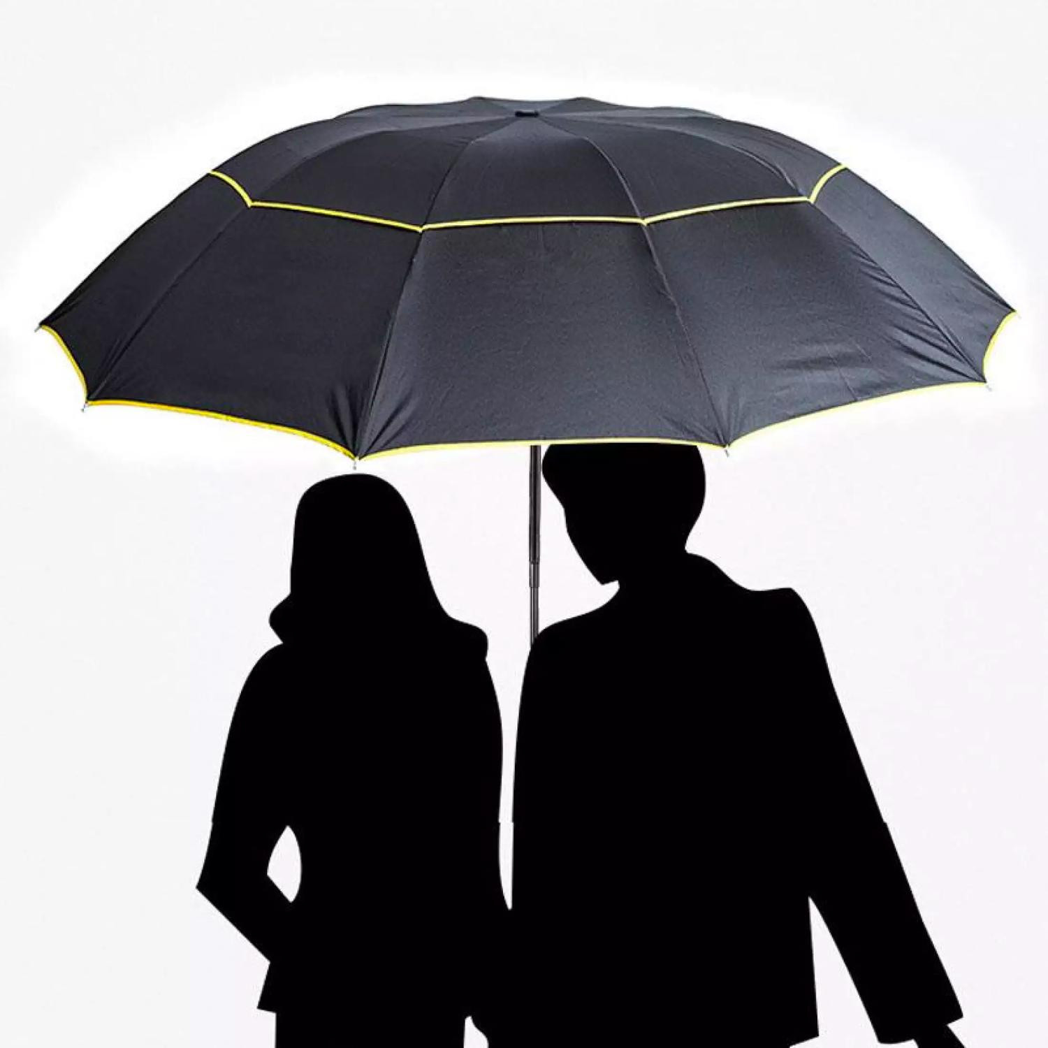 Umbrella, Compact - 130 cm - Black / Yellow