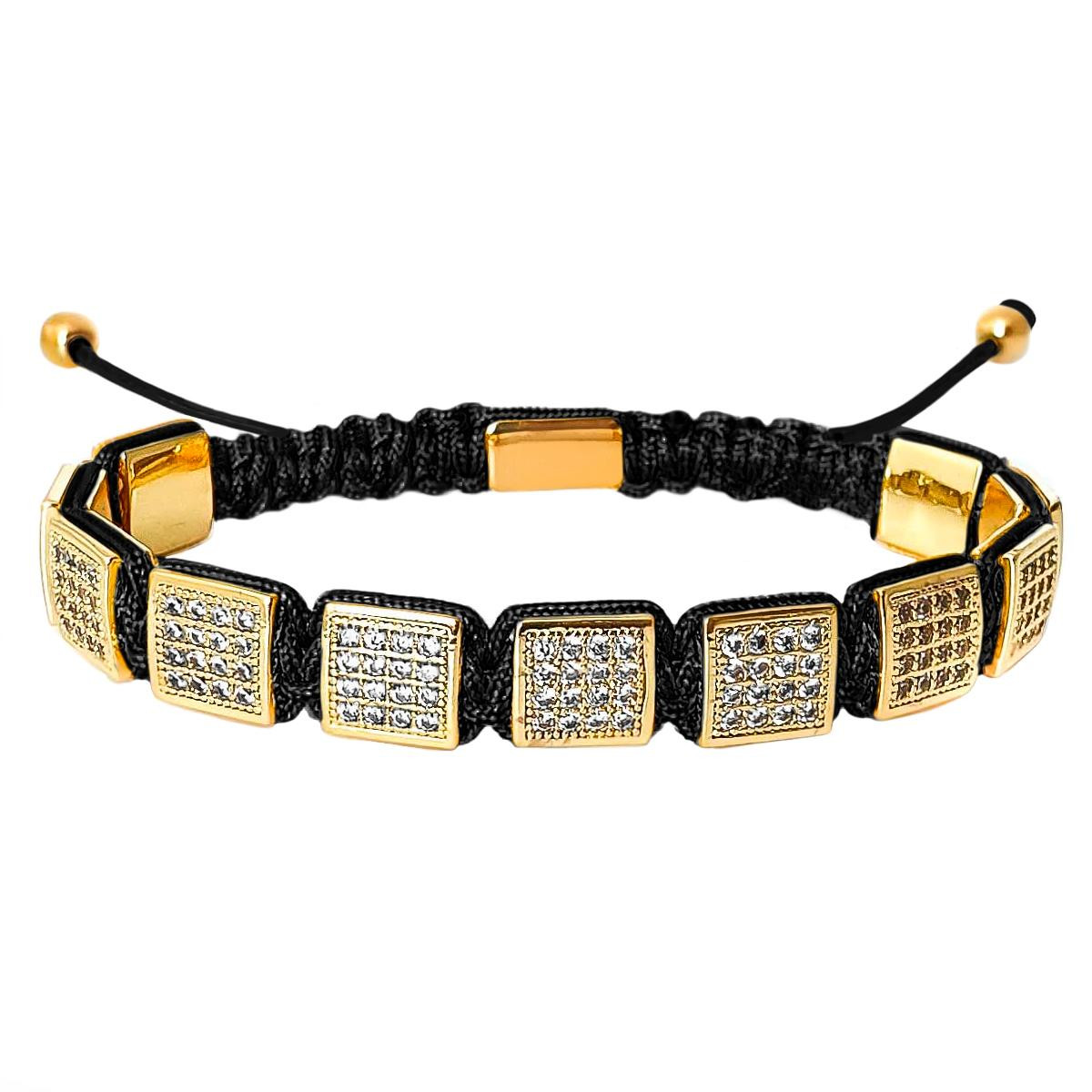 Bracciale con Piastre Quadrate - Oro