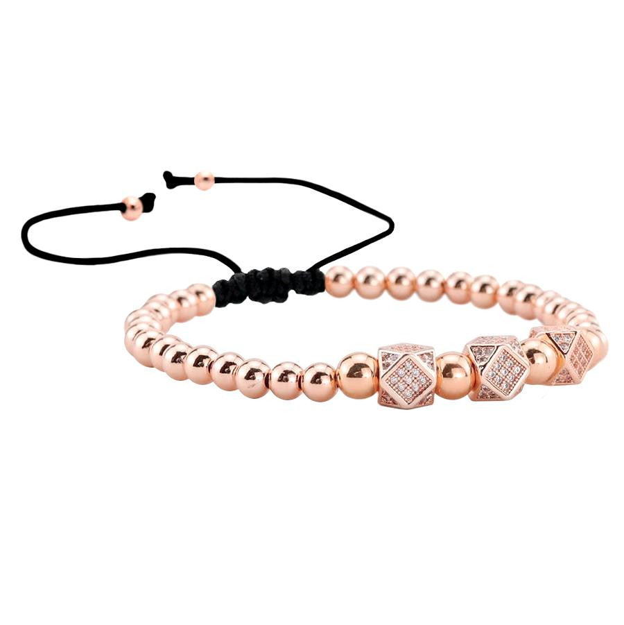 Bracciale, Perline e Tre Charms - Rosé