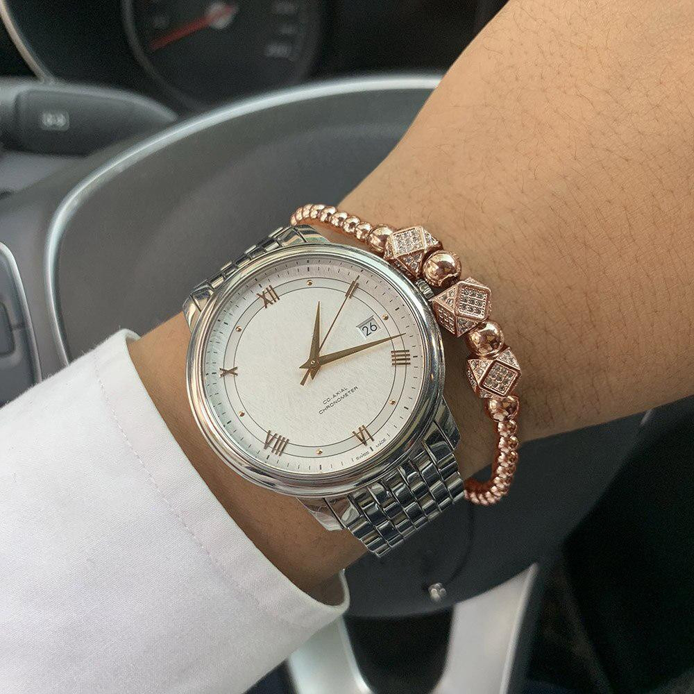 Bracciale, Perline e Tre Charms - Rosé