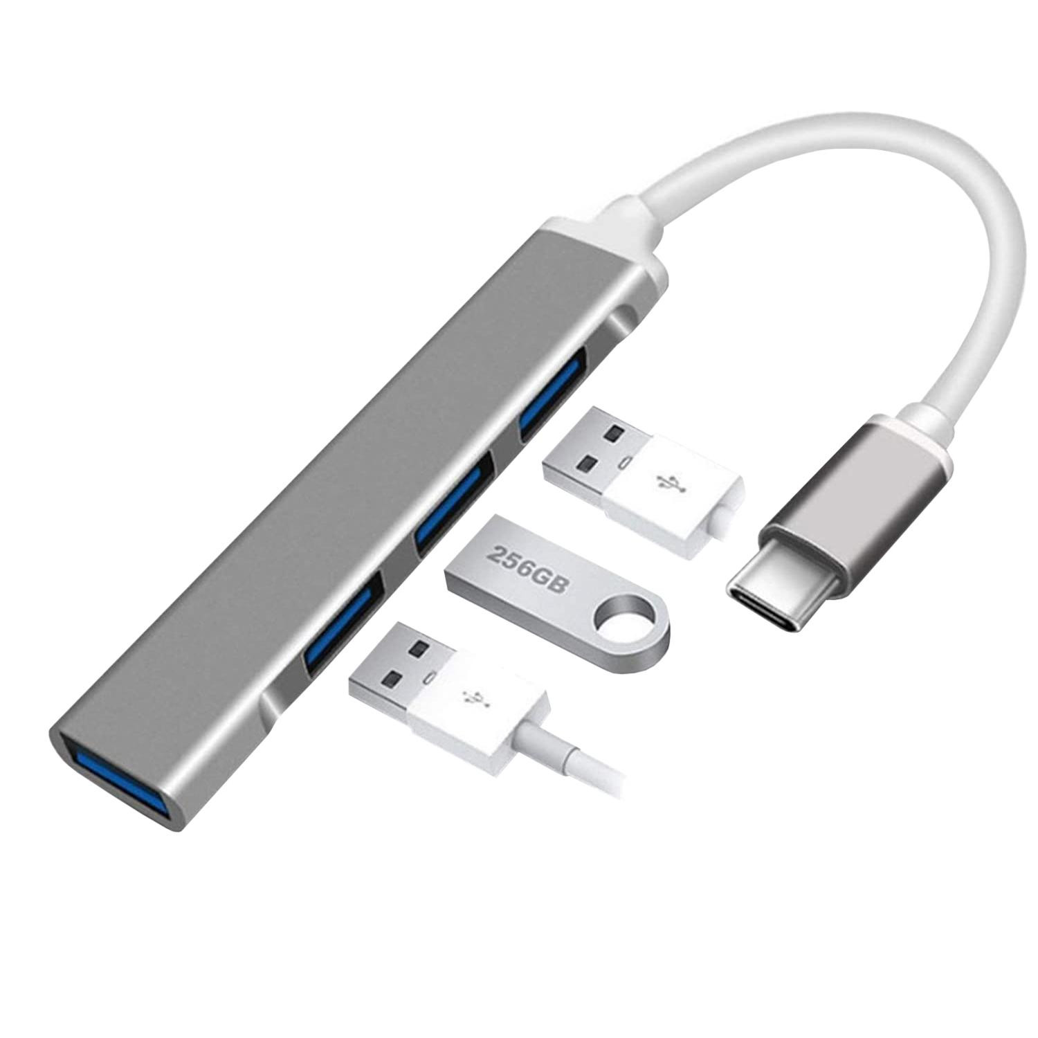 Hub USB-C com 4 portas - Prata