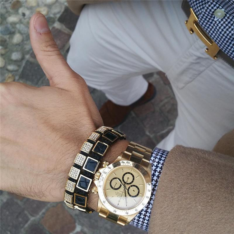 Bracciale con Piastre Quadrate - Oro