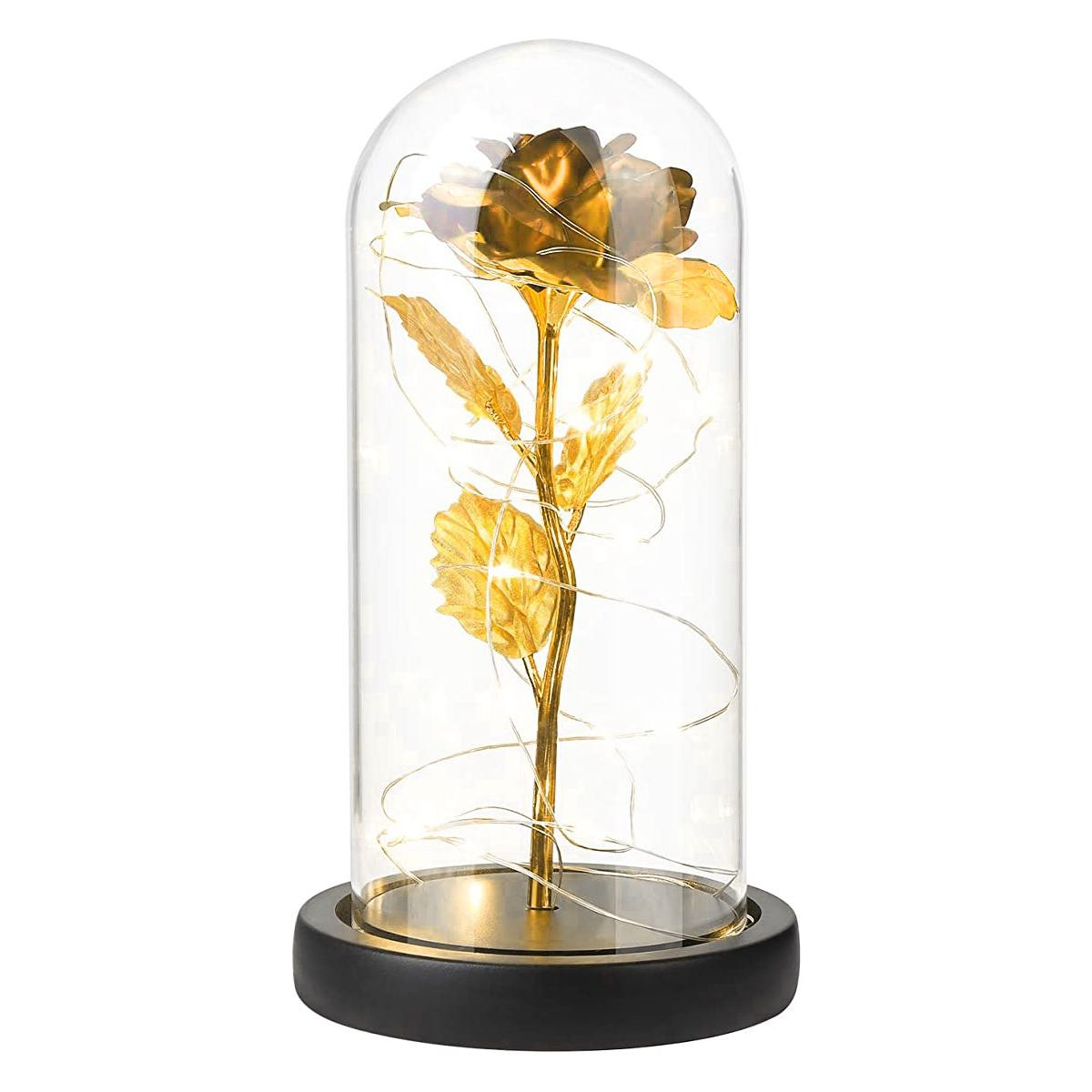 Infinity Rose with string lights - Gold / Black