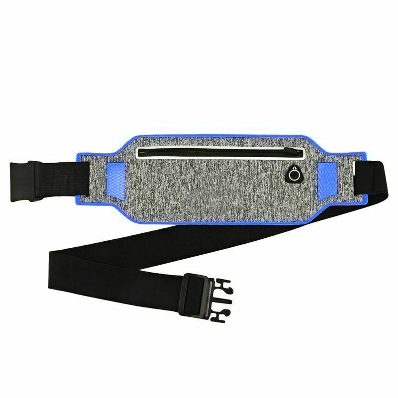 Cinto de corrida com compartimento para celular - cinza e azul