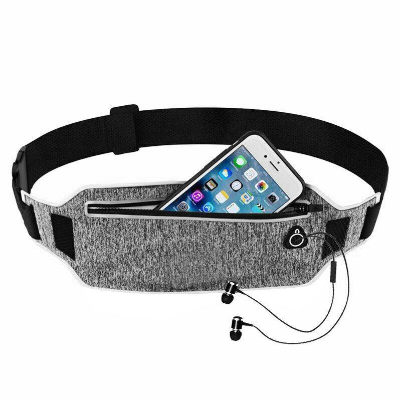 Cinto de corrida com compartimento para celular - cinza e preto