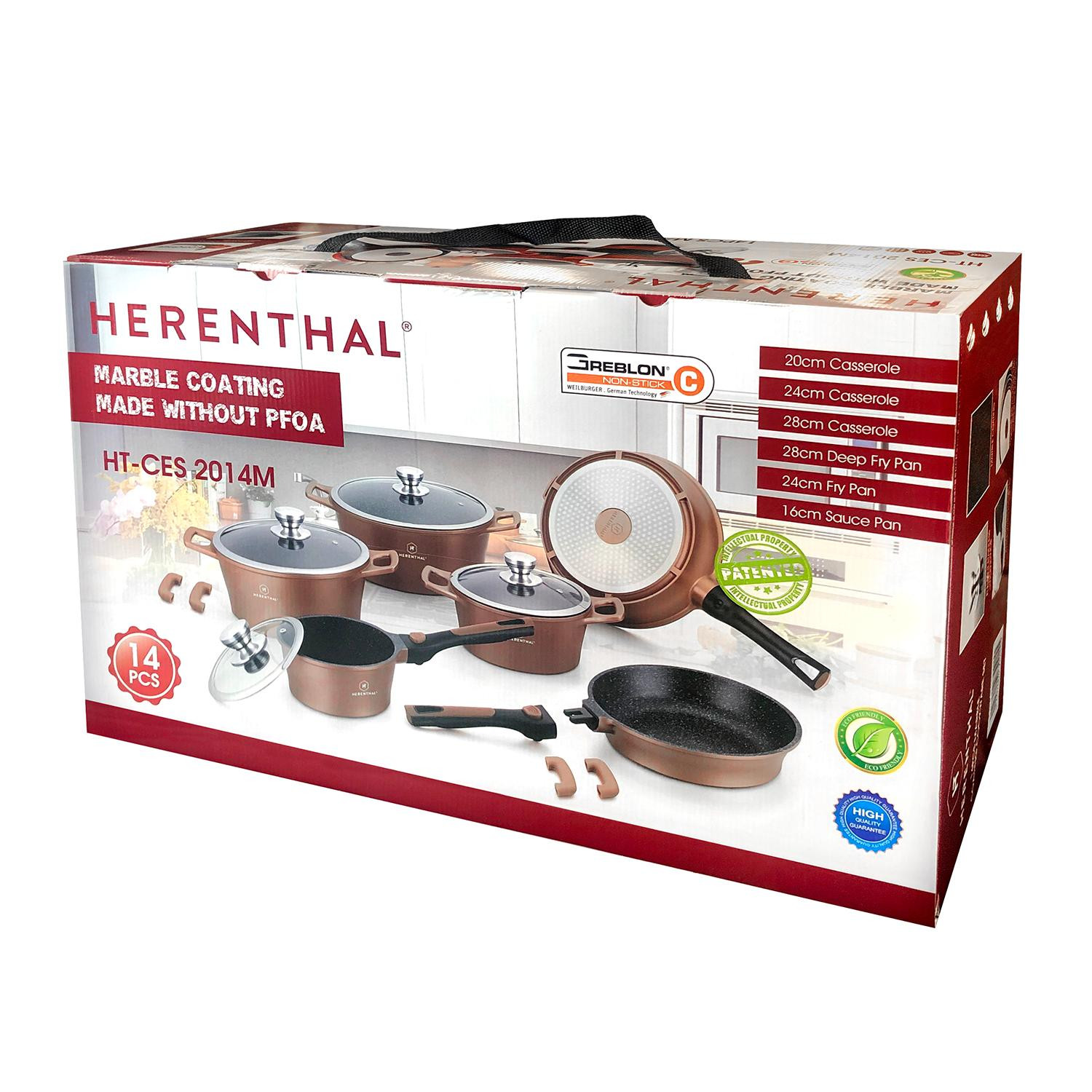 6x Cookware, Marble Coating - Red