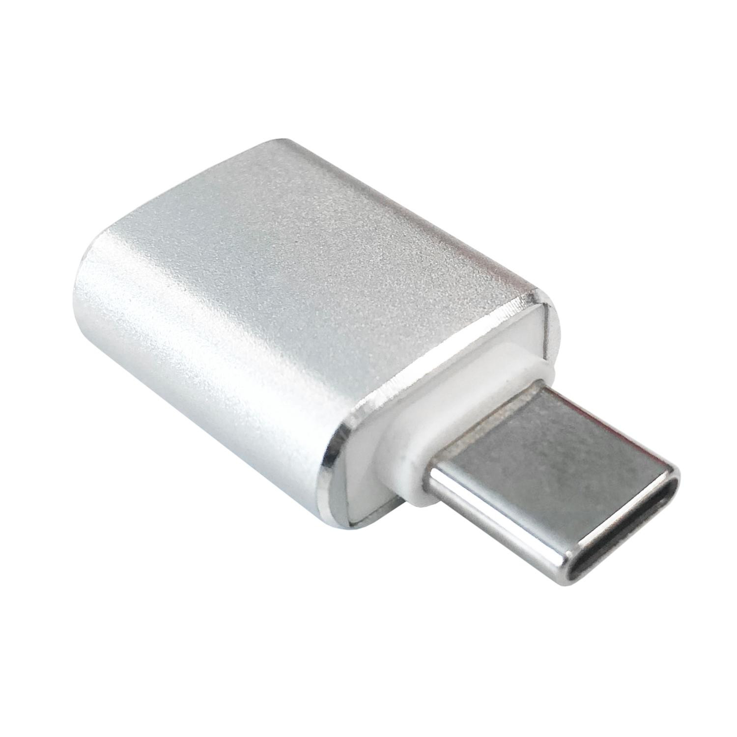 USB-A to USB-C Adapter, 3 cm - Silver