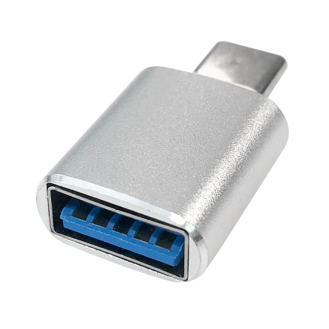 USB-A to USB-C Adapter, 3 cm - Silver
