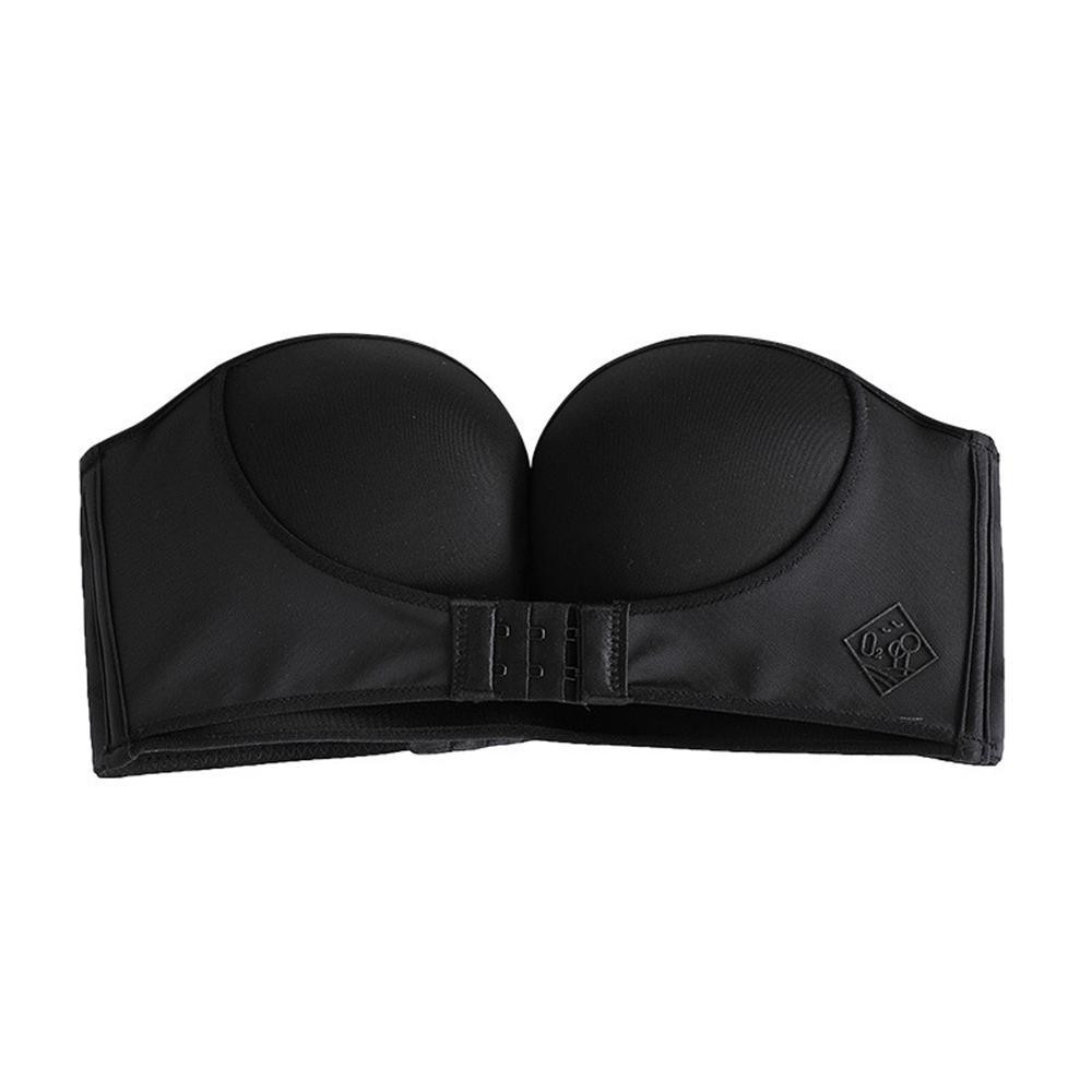 Strapless Push-Up Bra, Extra Front Buttoning - Black
