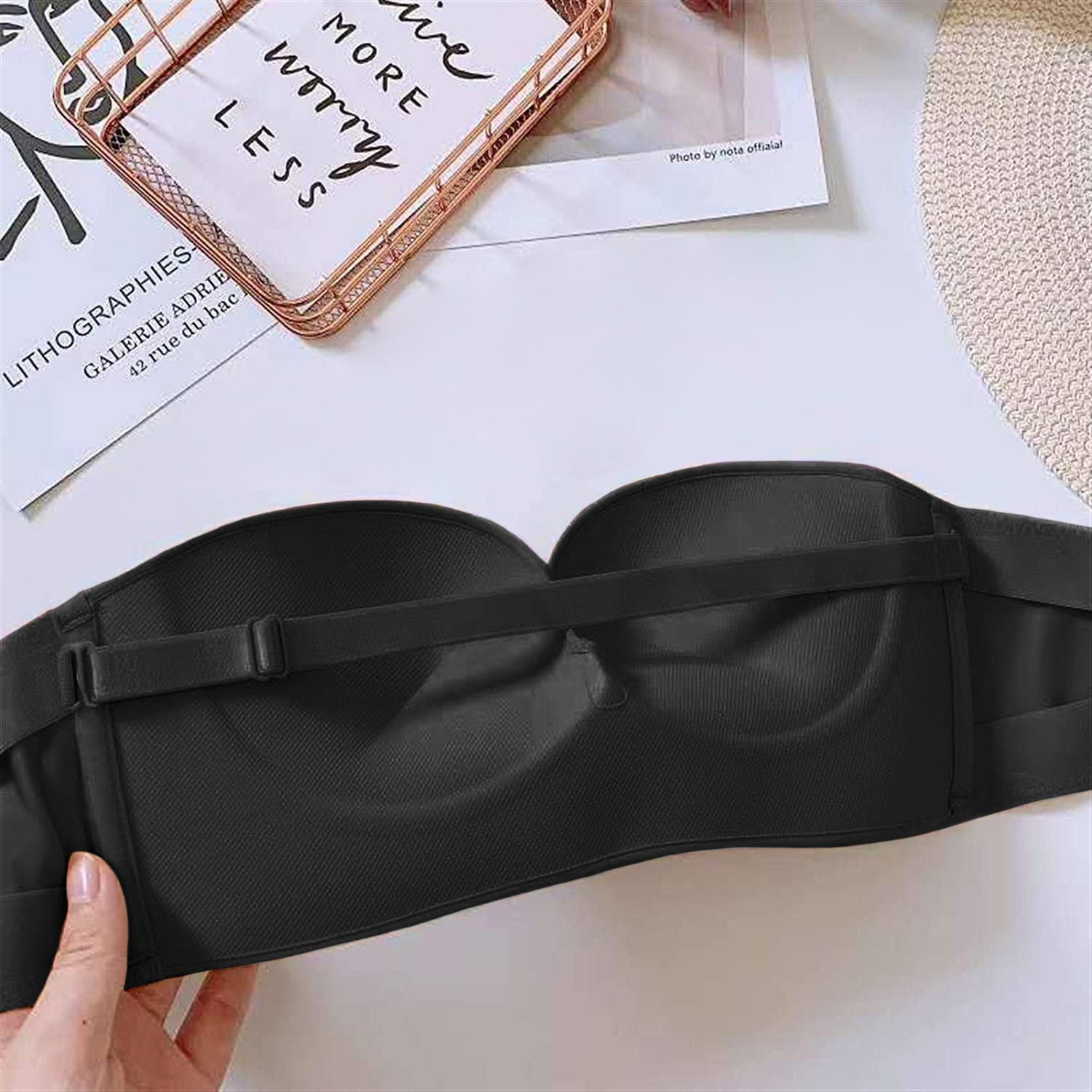 Strapless Push-Up Bra, Extra Front Buttoning - Black