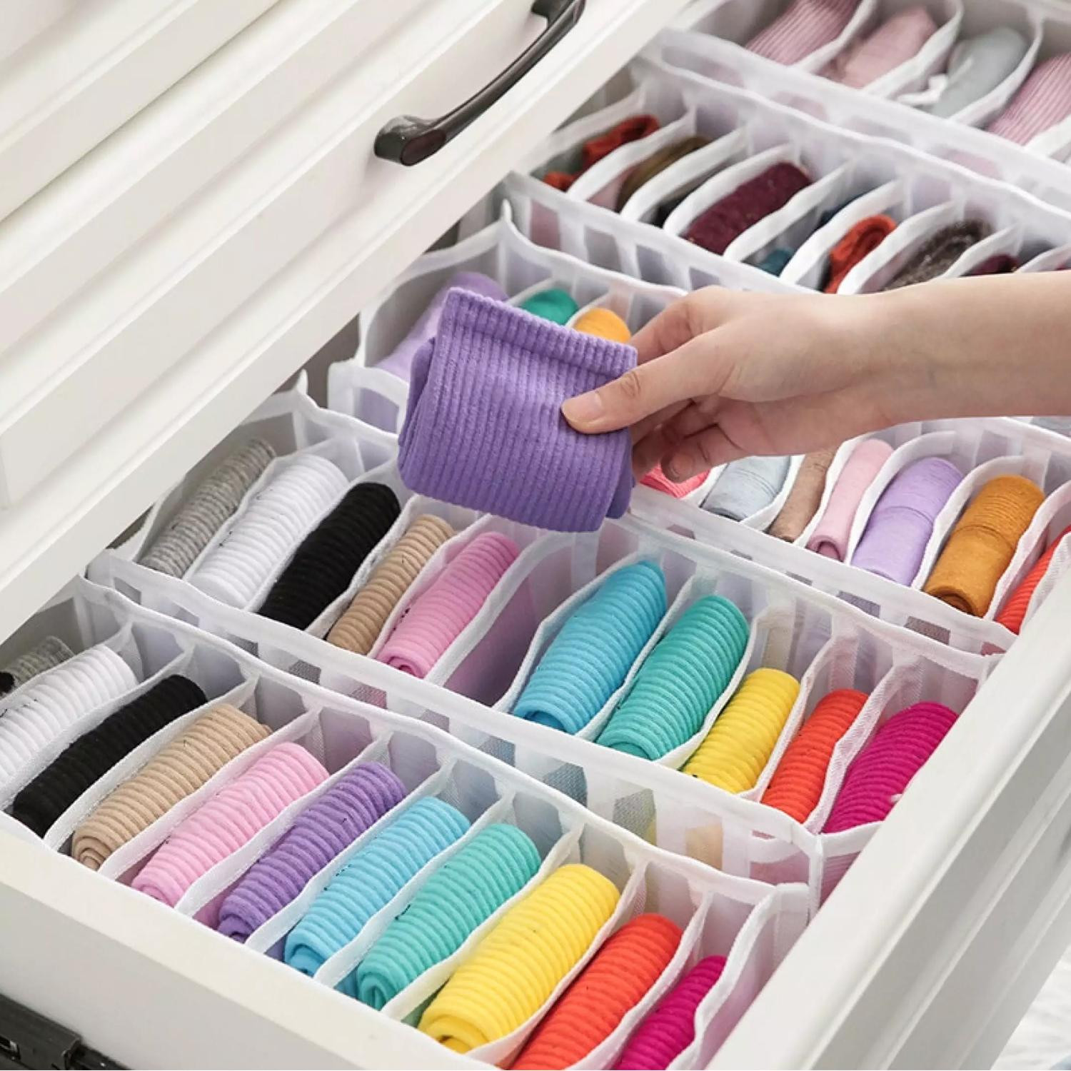Organizer for Drawer, 6 Compartments - White