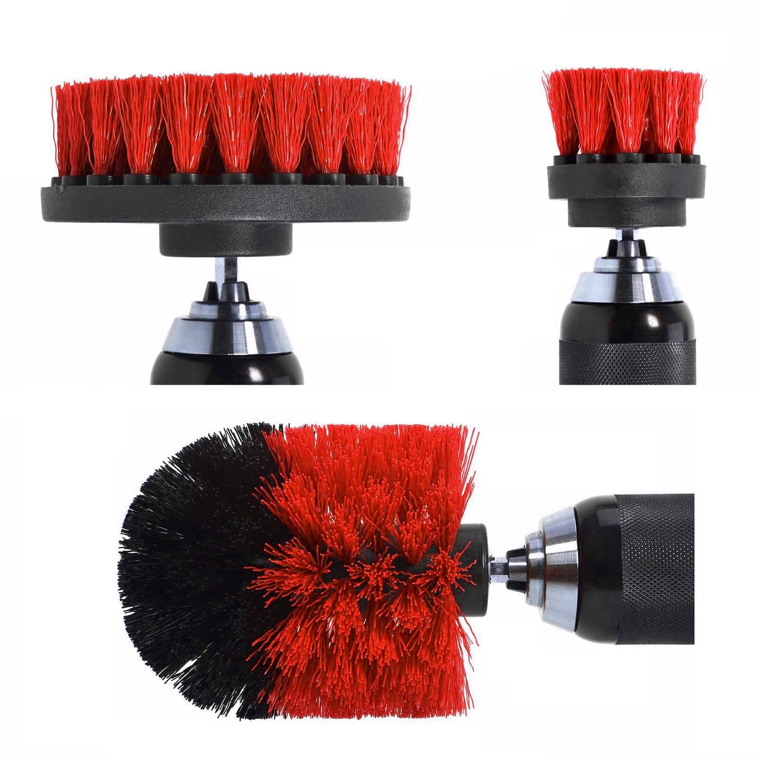 3x Cleaning Brushes for Drill - Red