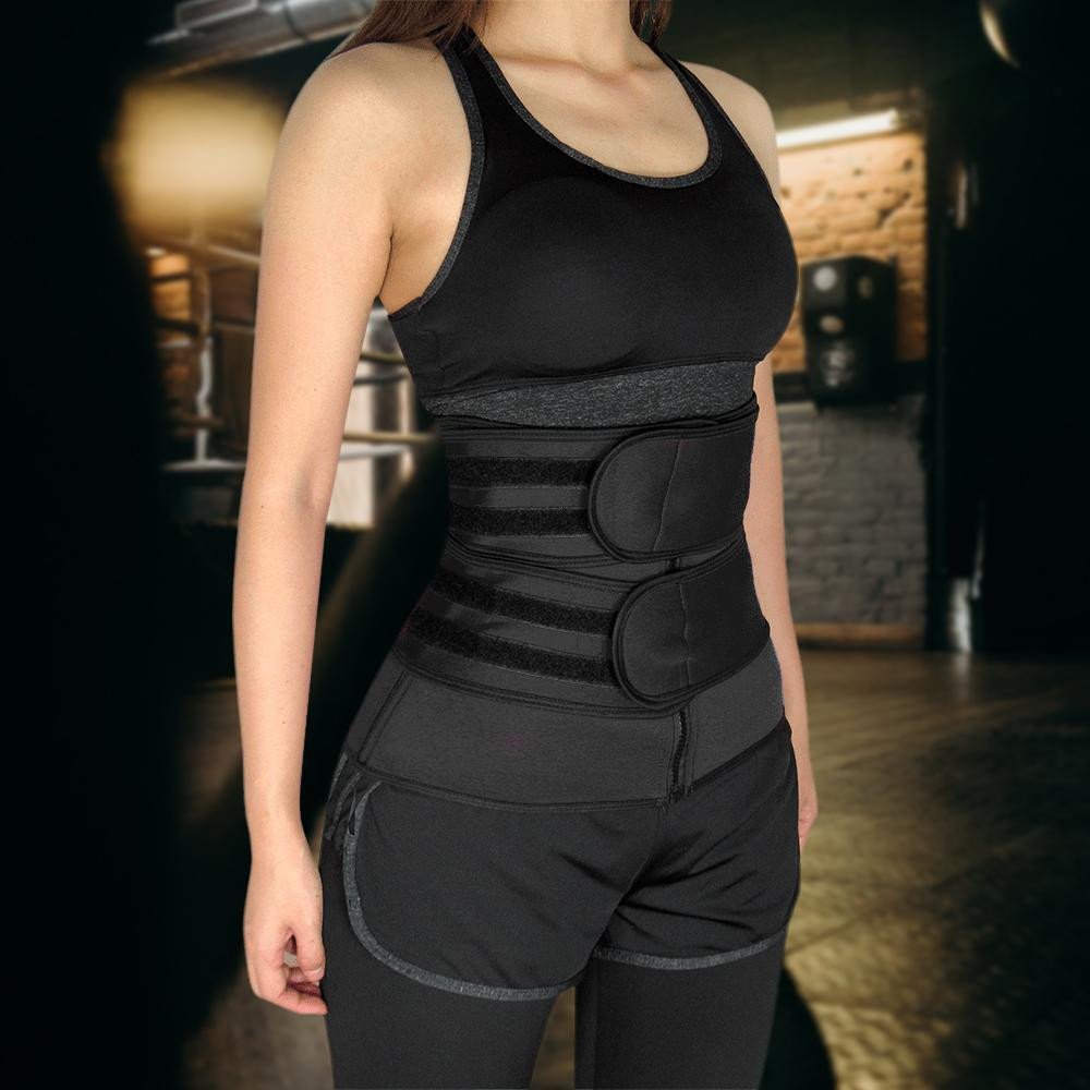 Waist Trainer with Two Straps - Black
