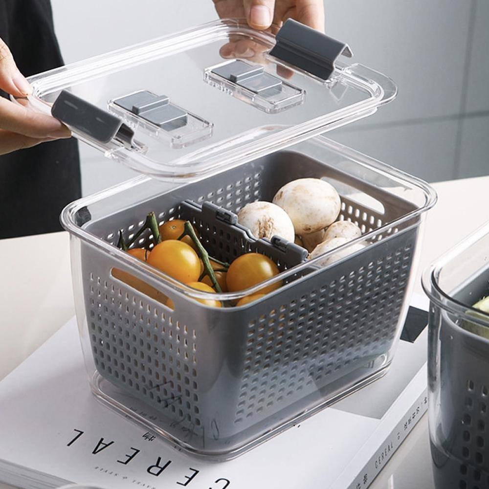 3x Storage Boxes with Colanders - 3 Sizes