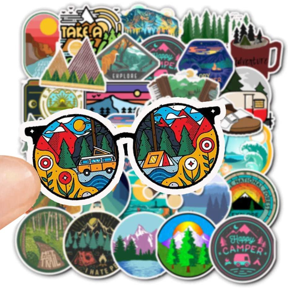 50x Adesivos e Decalques - Acampamento
