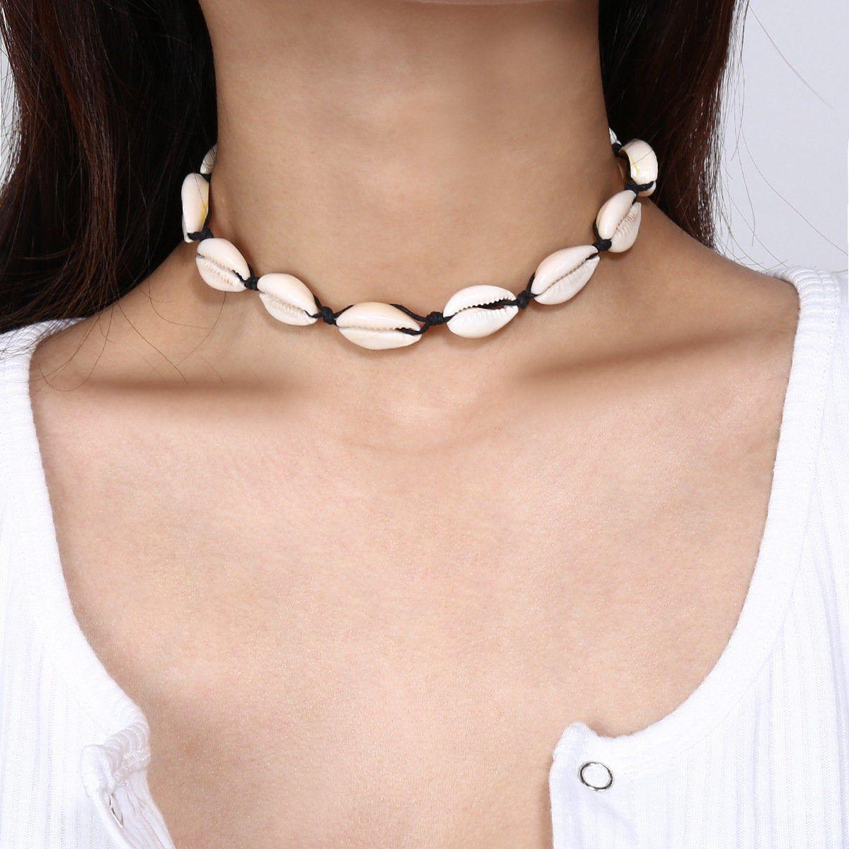 Collana Girocollo con Conchiglie - Bianca e Nera