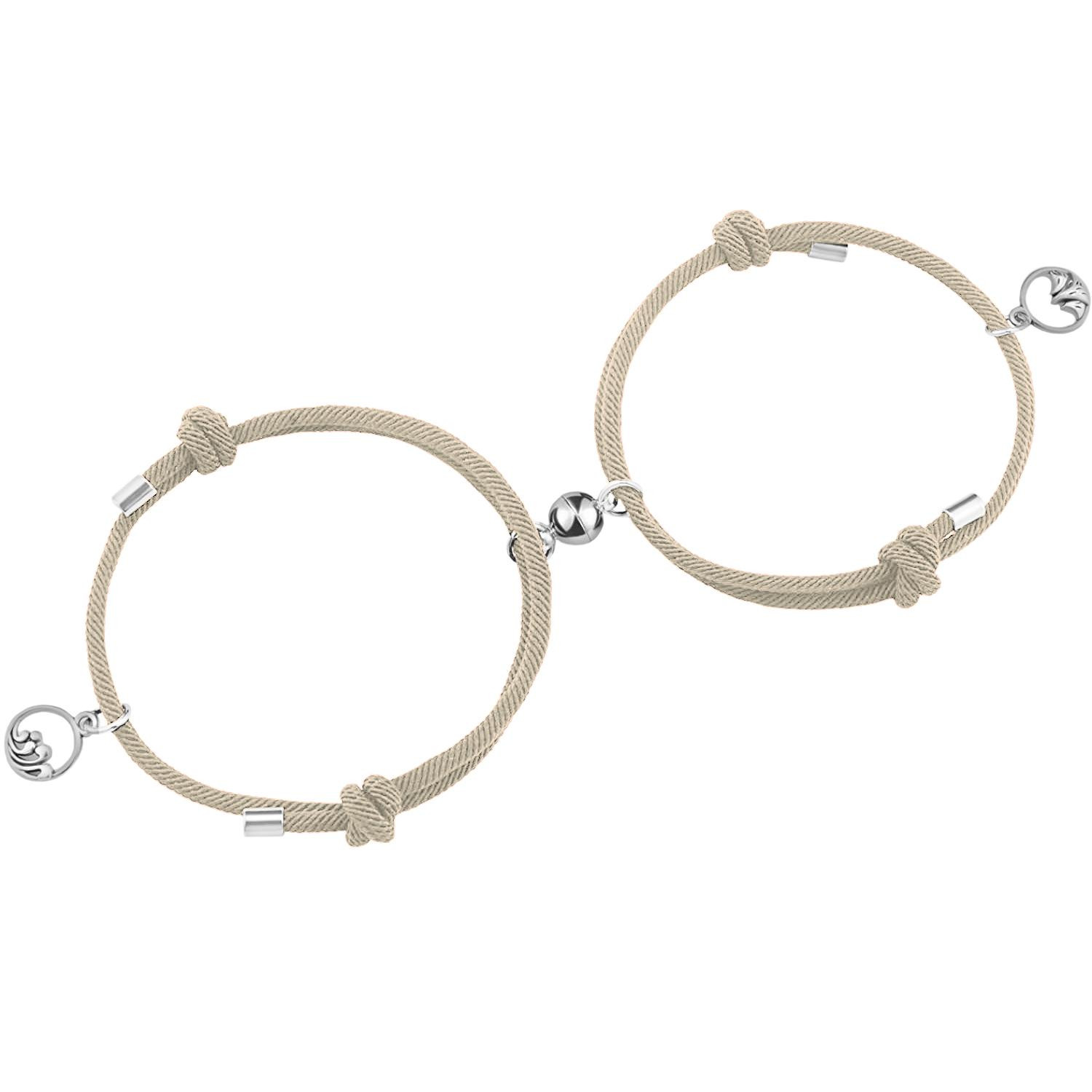 Par Pulseira com Ímã - Bege
