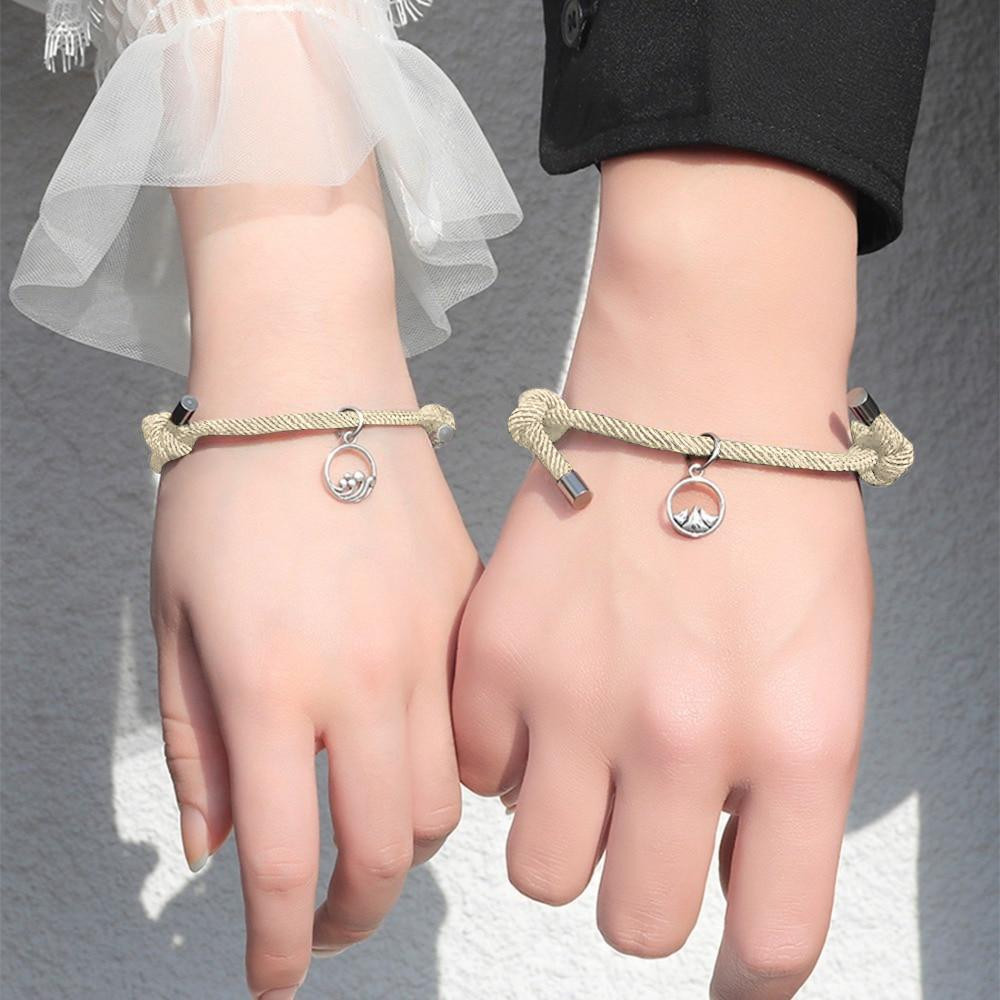 Pair Bracelet with Magnet - Beige