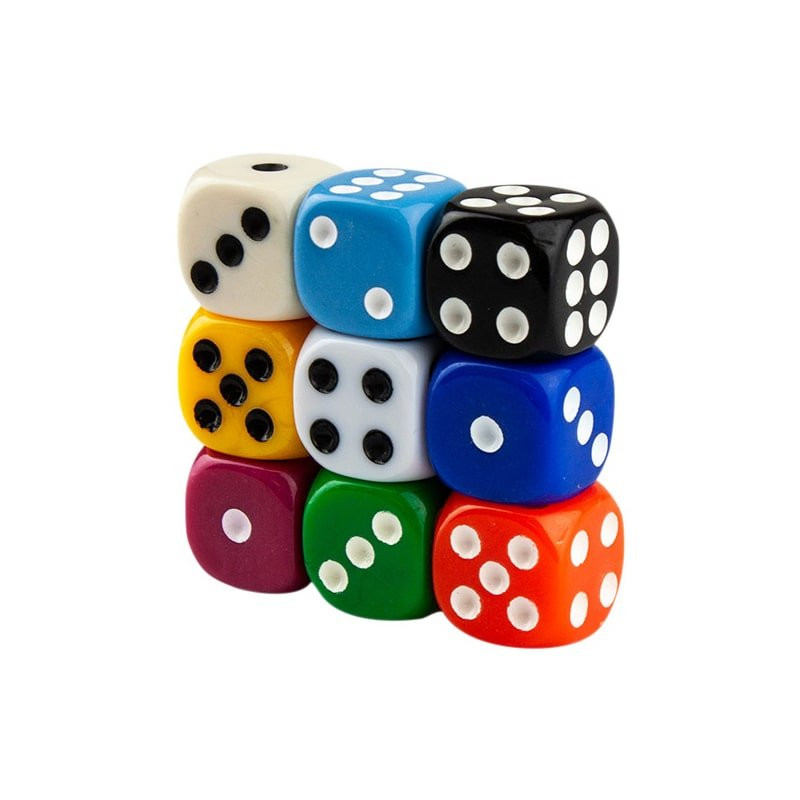 6-sided dice, 100 pcs - Multicolor