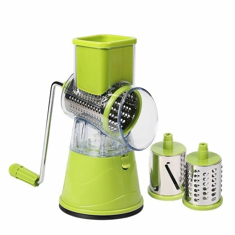 Rotating grater with three drums