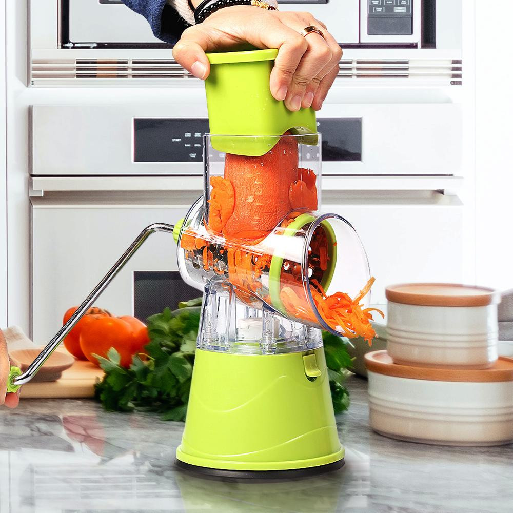 Rotating grater with three drums